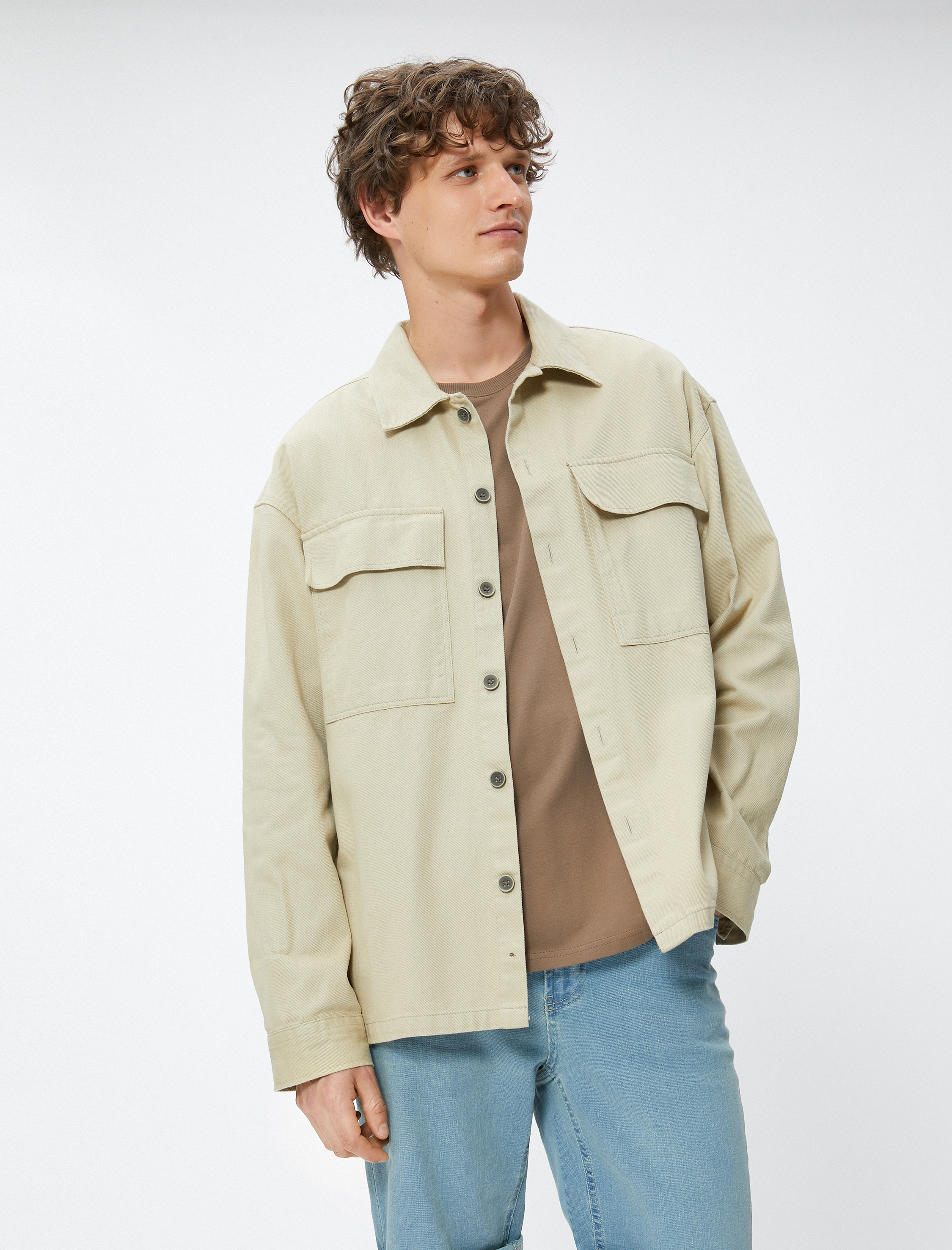   Kot Şort Bermuda Dar Kesim Katlama Detaylı Düğmeli