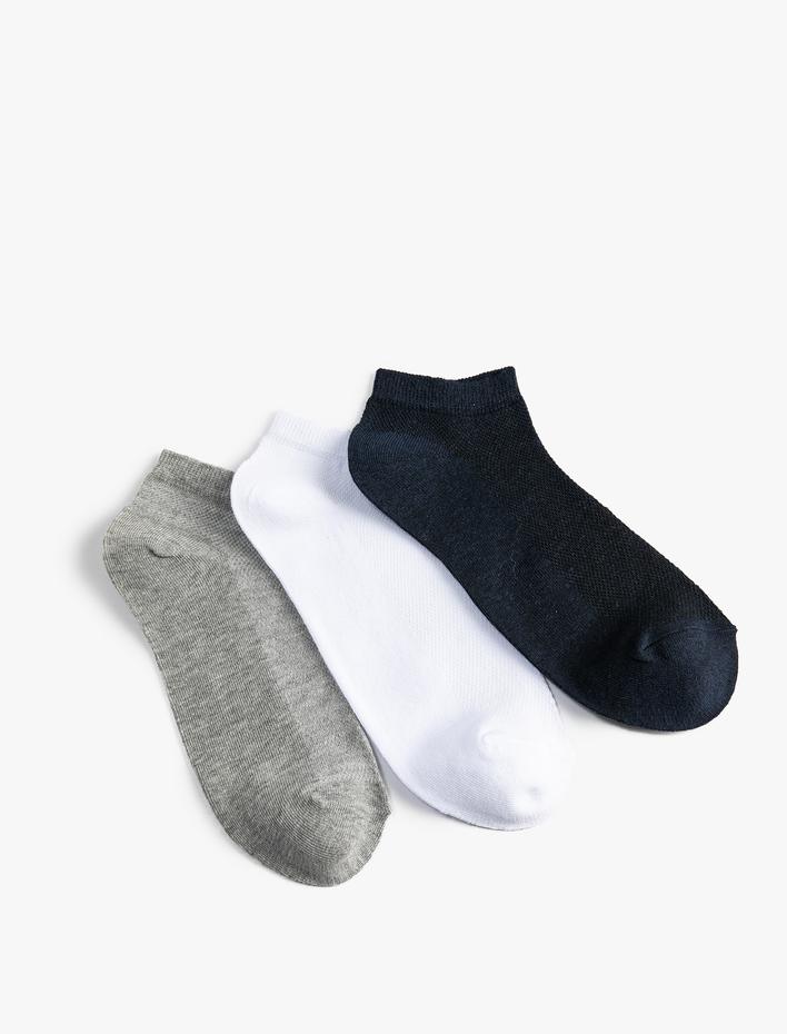 Erkek 3'lü Basic Patik Çorap Seti Çok Renkli