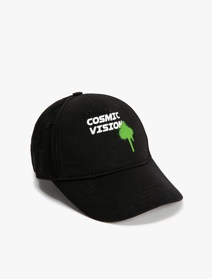 Erkek Kep Şapka Slogan Baskılı