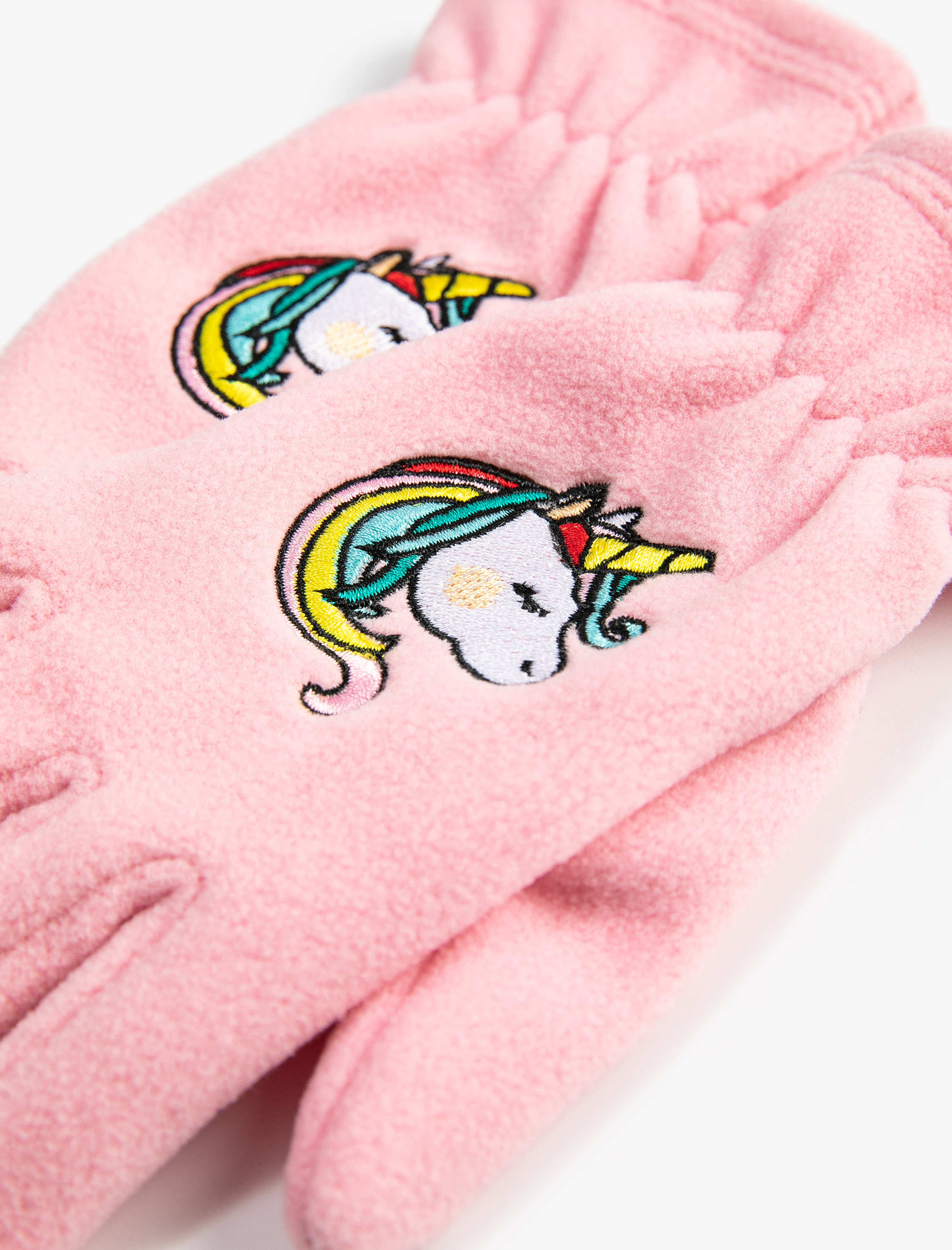  Kız Çocuk Polar Eldiven Unicorn İşlemeli