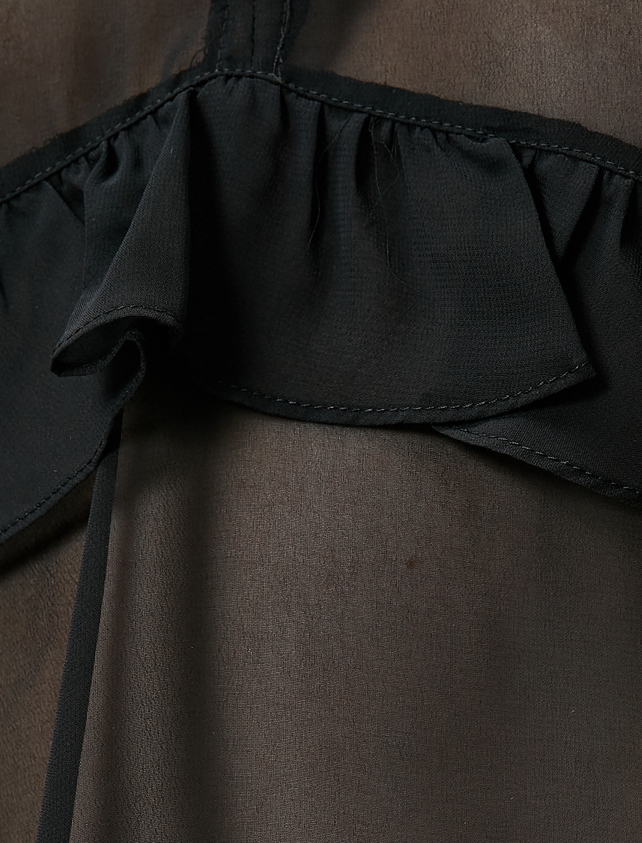 Şifon Gömlek Fırfırlı Bağlama Detaylı Uzun Kollu