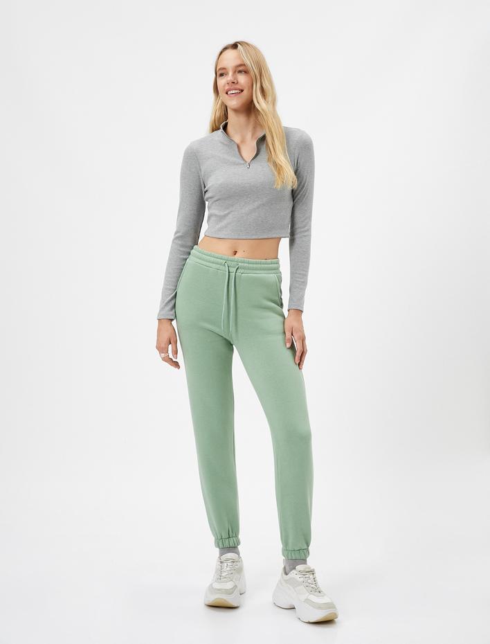  Şardonlu Jogger Eşofman Altı Beli Lastikli Bağcıklı Cep Detaylı