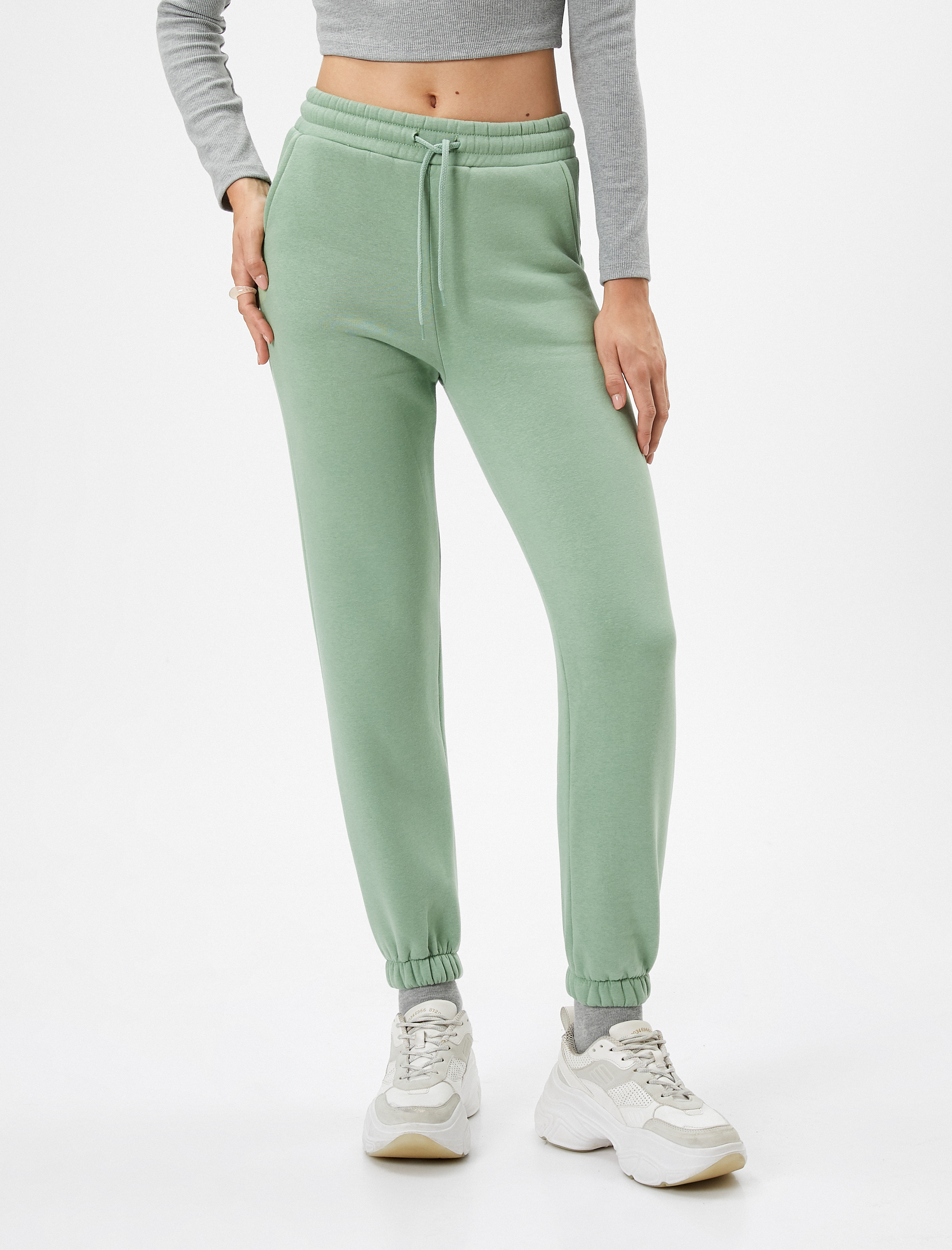   Şardonlu Jogger Eşofman Altı Beli Lastikli Bağcıklı Cep Detaylı