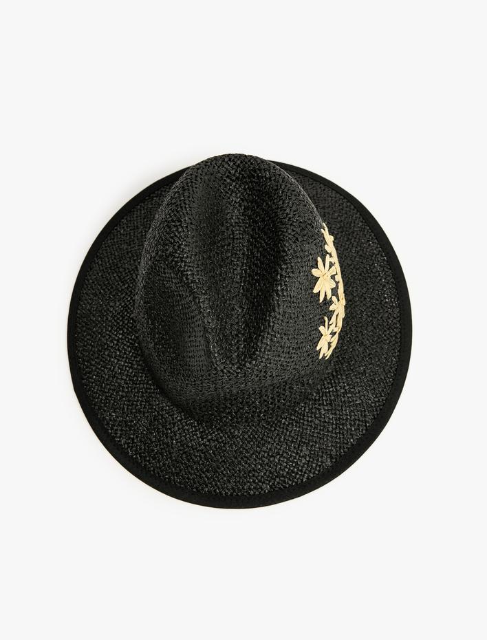 Kadın Hasır Fötr Şapka İşleme Detaylı