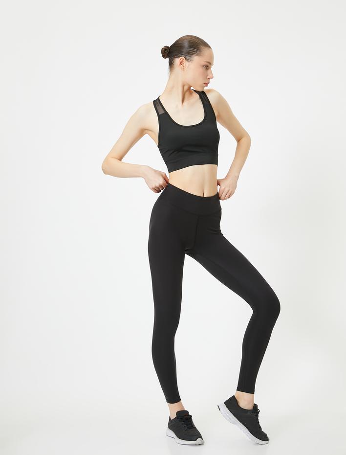  Tül Detaylı Spor Sütyeni Kaplı Slim Fit