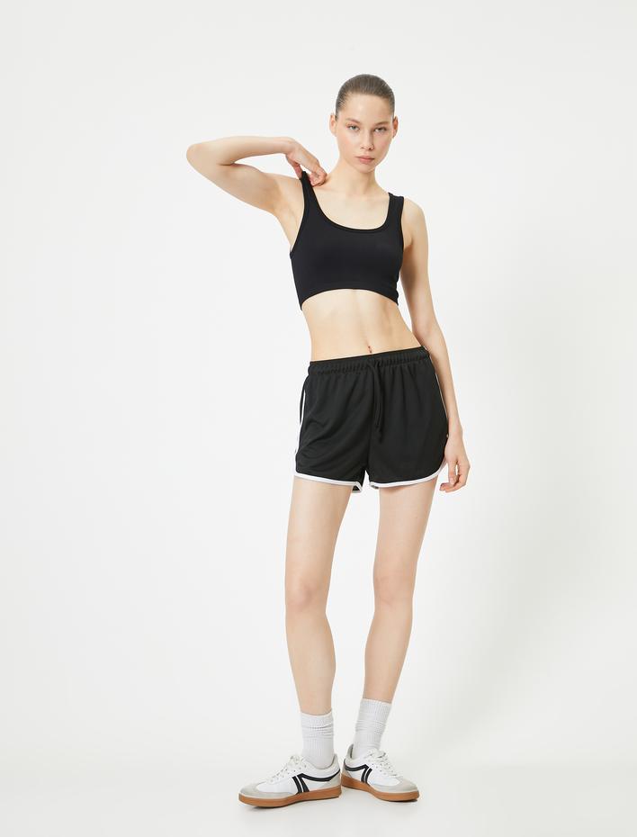  Spor Yarım Atlet Dikişsiz Fitilli Slim Fit Kapsız