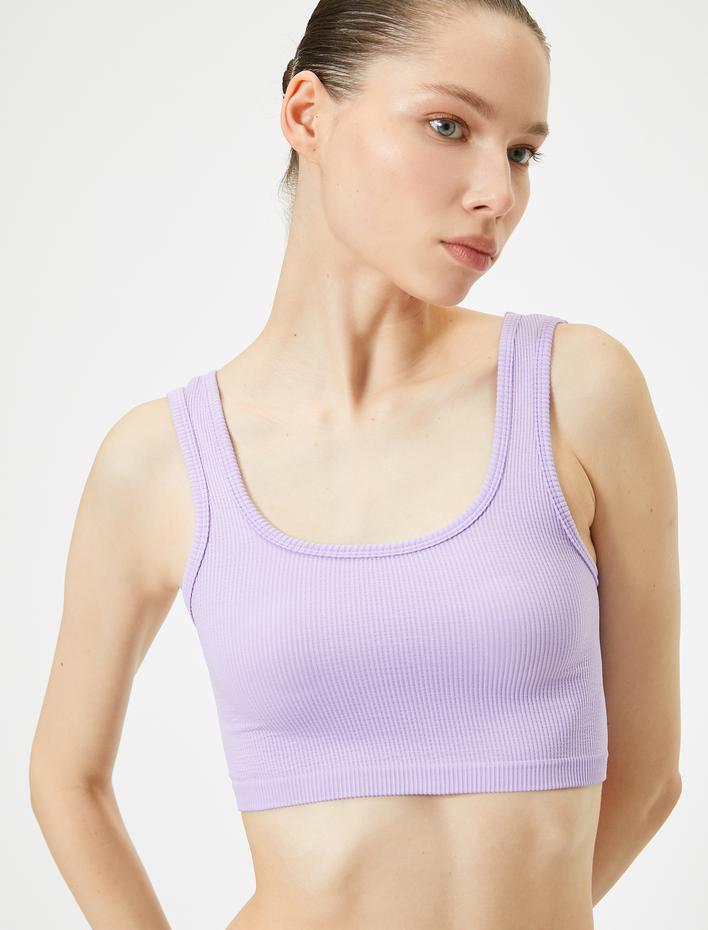  Spor Yarım Atlet Dikişsiz Fitilli Slim Fit Kapsız