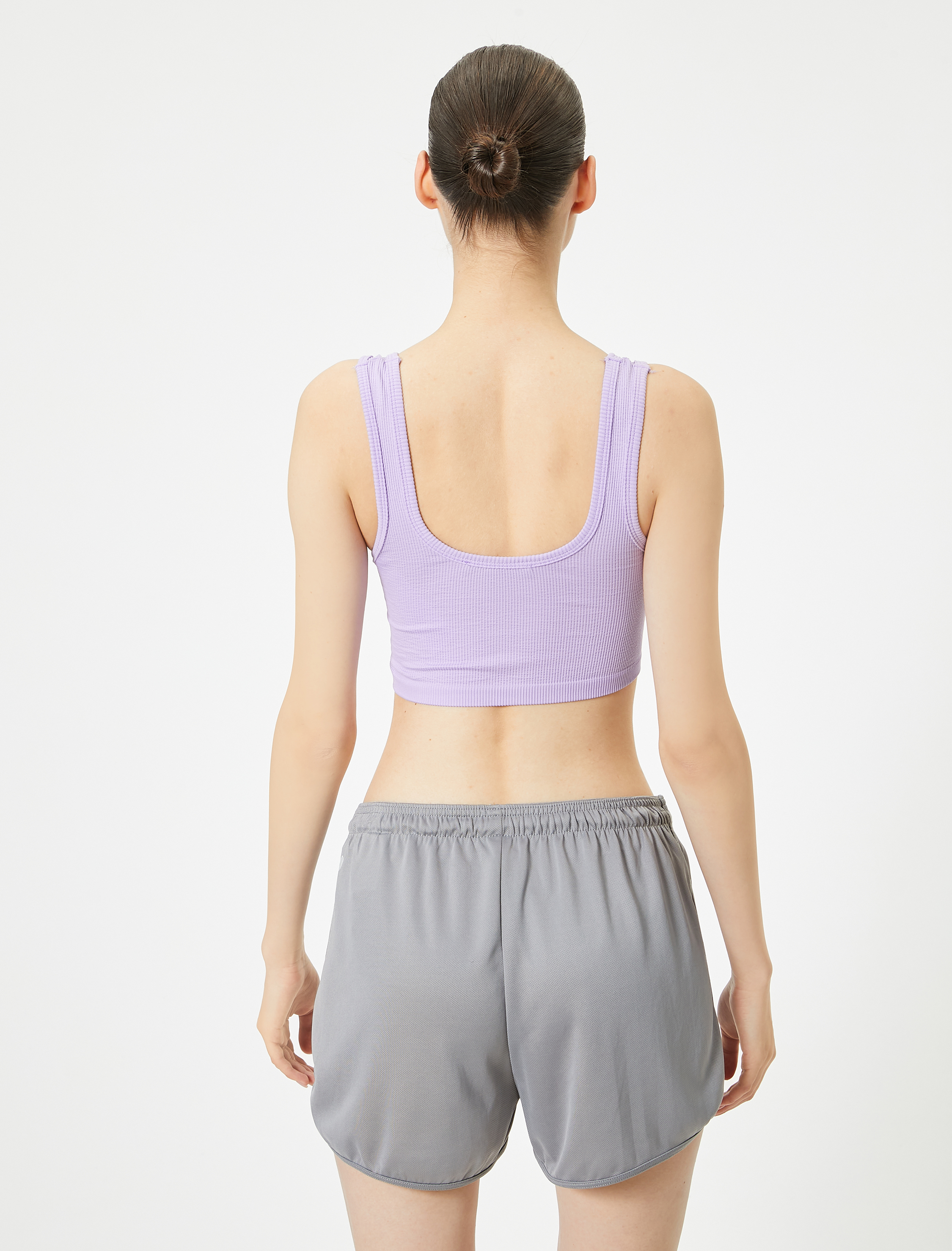   Spor Yarım Atlet Dikişsiz Fitilli Slim Fit Kapsız