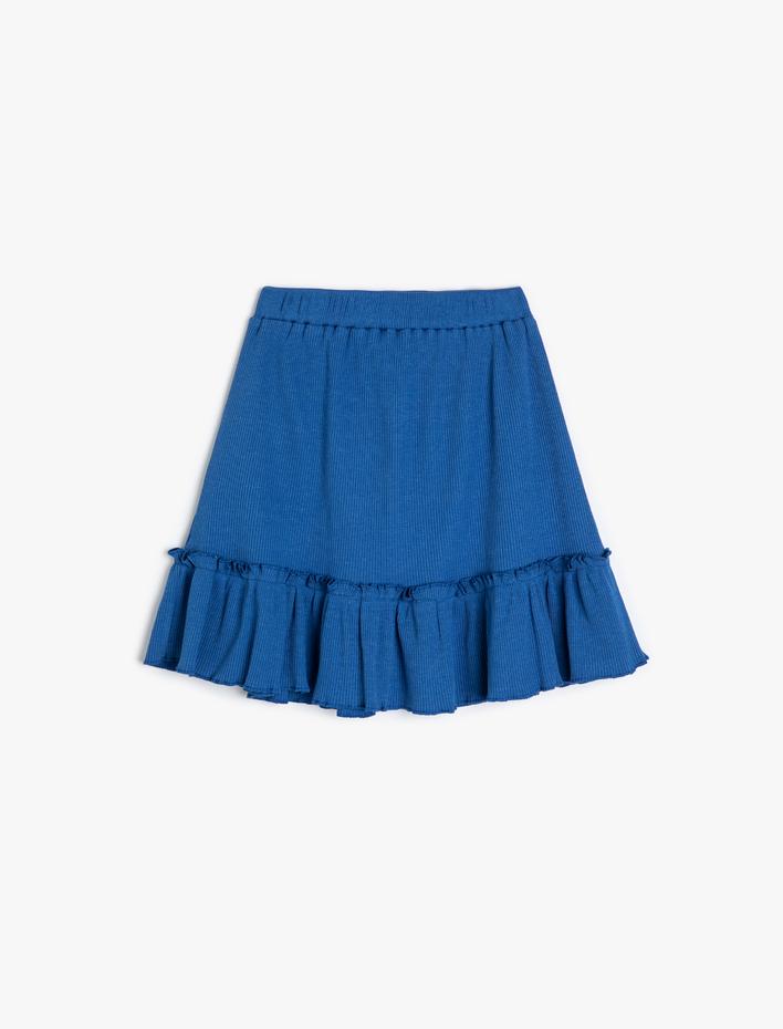 Kız Çocuk Etek Dokulu Beli Lastikli Fırfır Detaylı