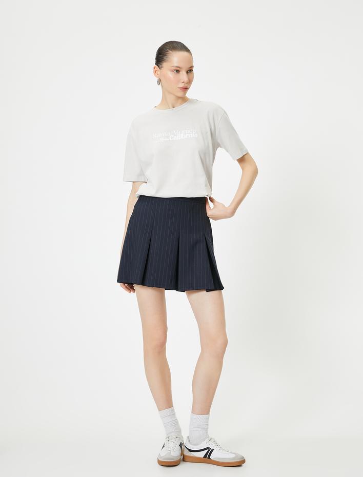  Arkası Baskılı Tişört Kısa Kollu Bisiklet Yaka Rahat Kalıp