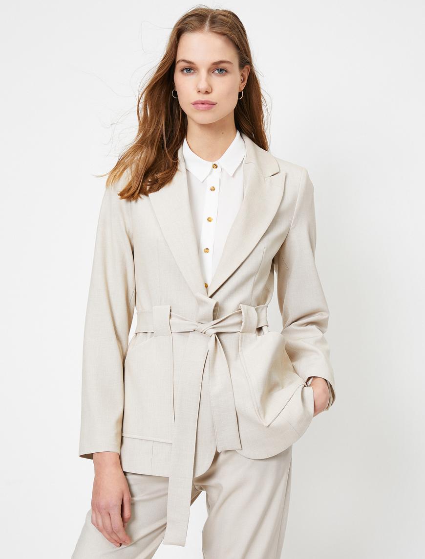   Beli Bağlamalı Blazer Ceket