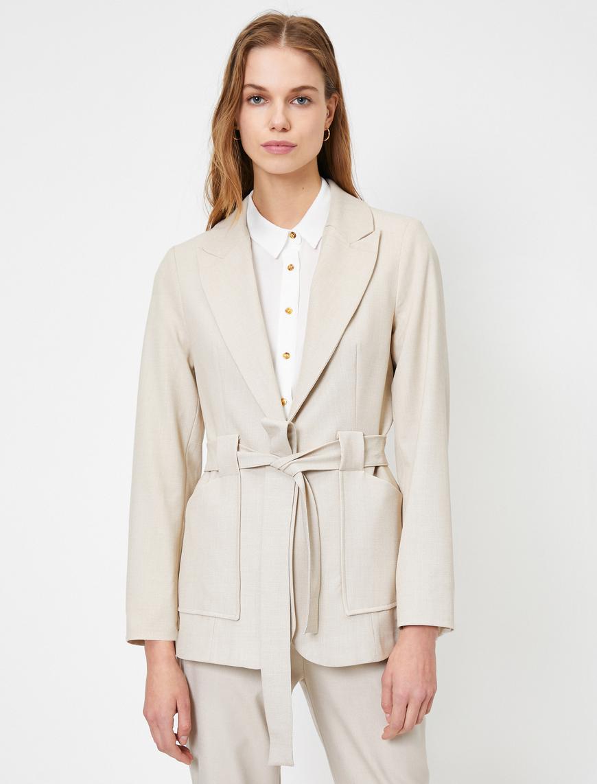   Beli Bağlamalı Blazer Ceket
