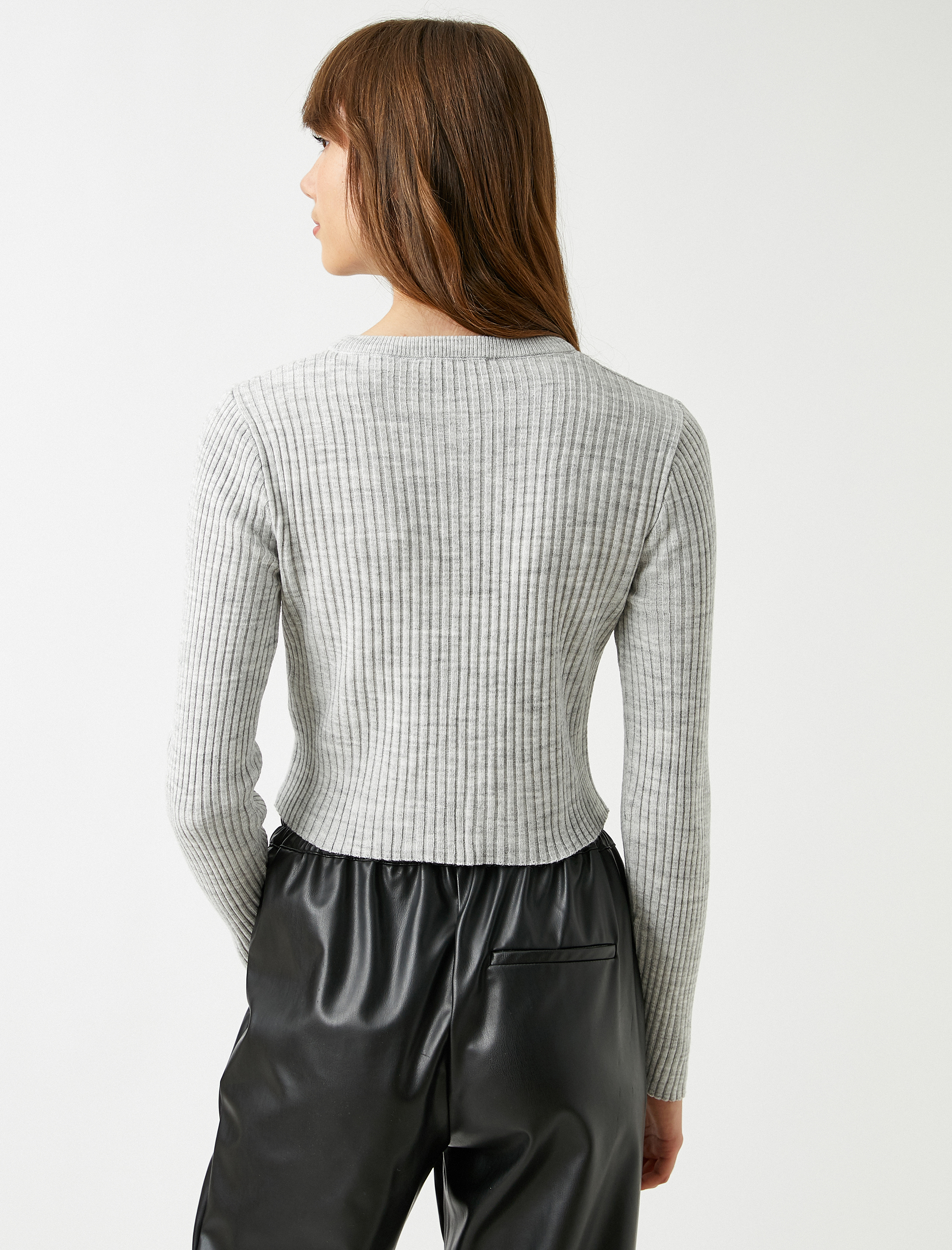   Düğme Detaylı Uzun Kollu Basic Triko Hırka