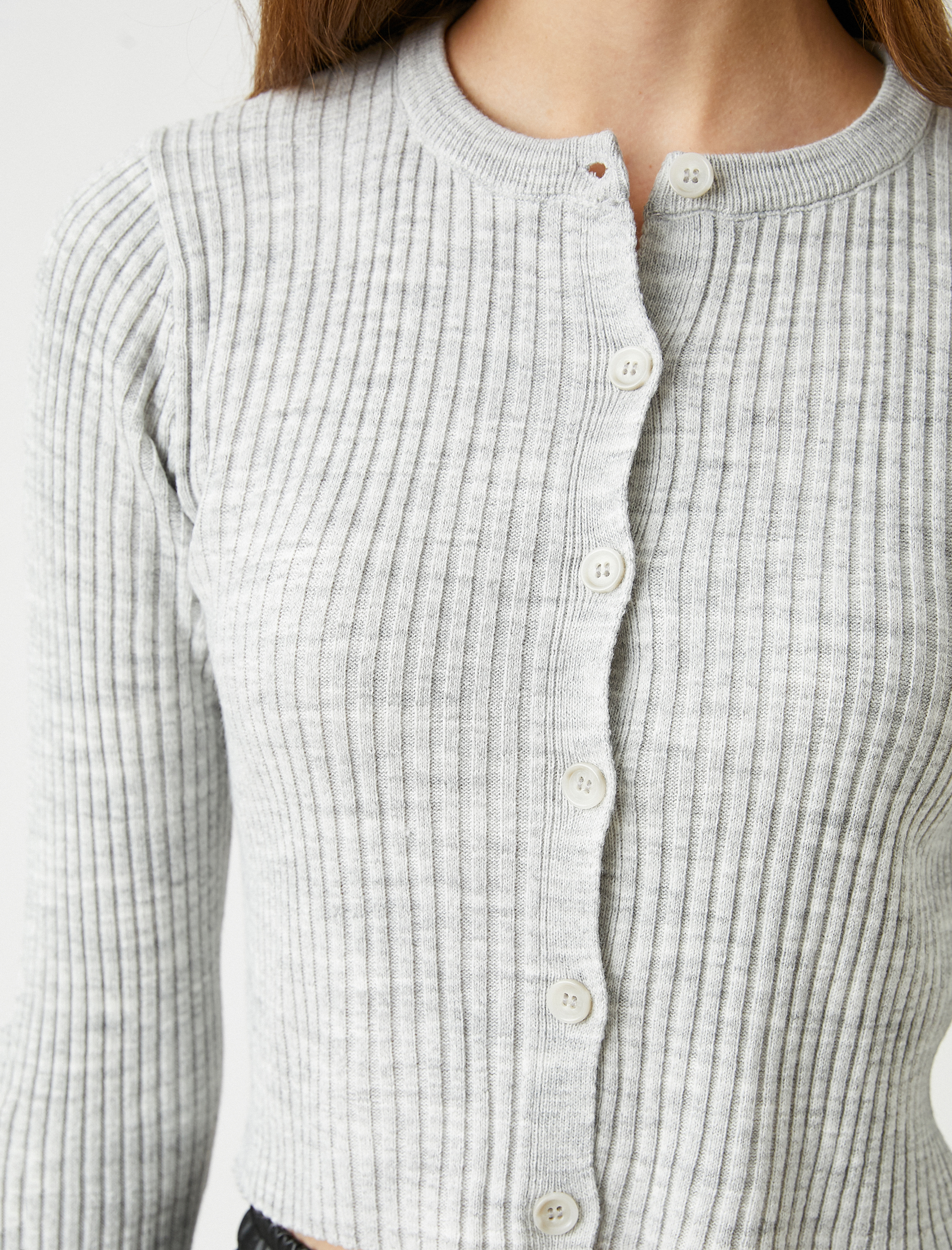   Düğme Detaylı Uzun Kollu Basic Triko Hırka