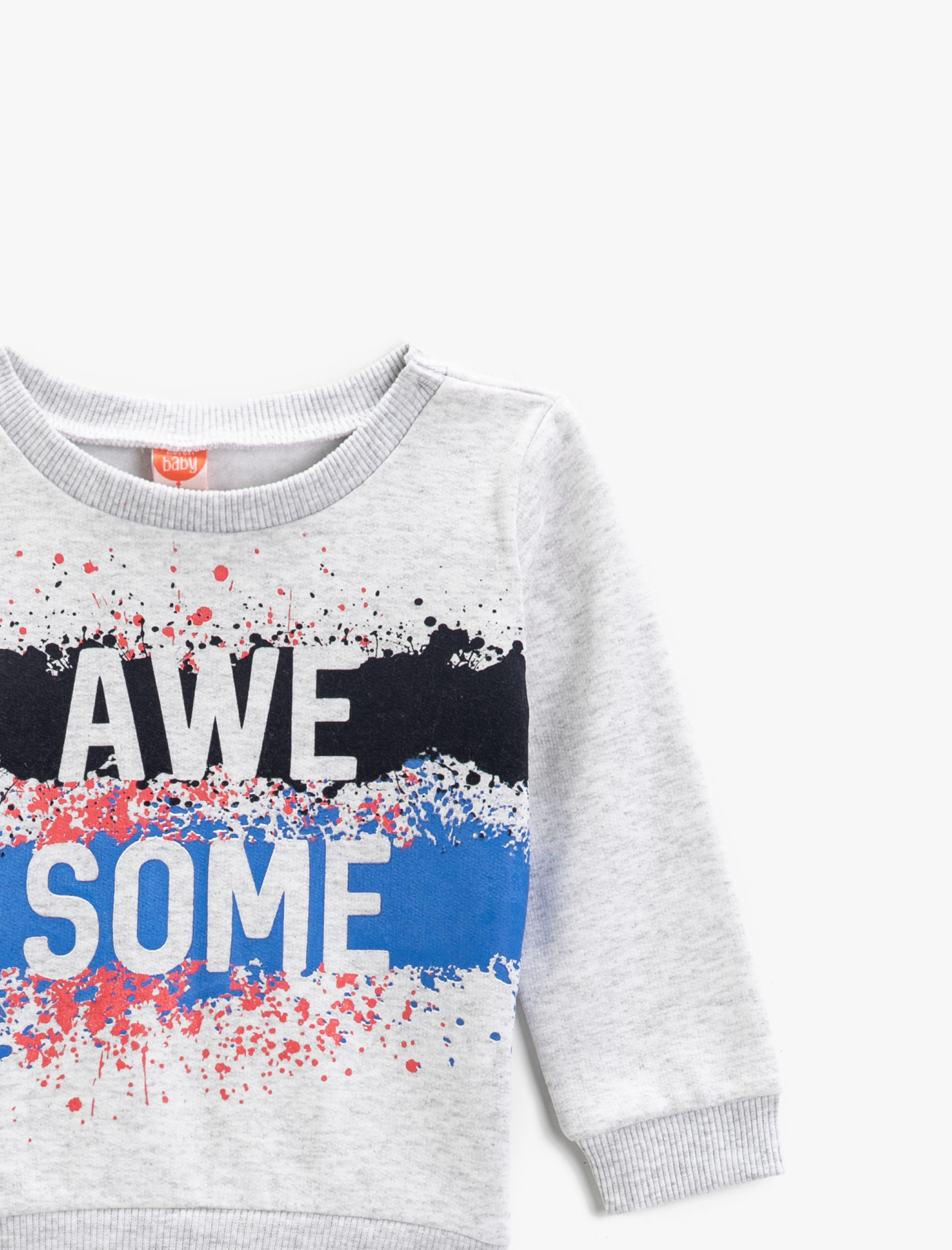  Erkek Bebek Awesome Baskılı Sweatshirt Bisiklet Yaka