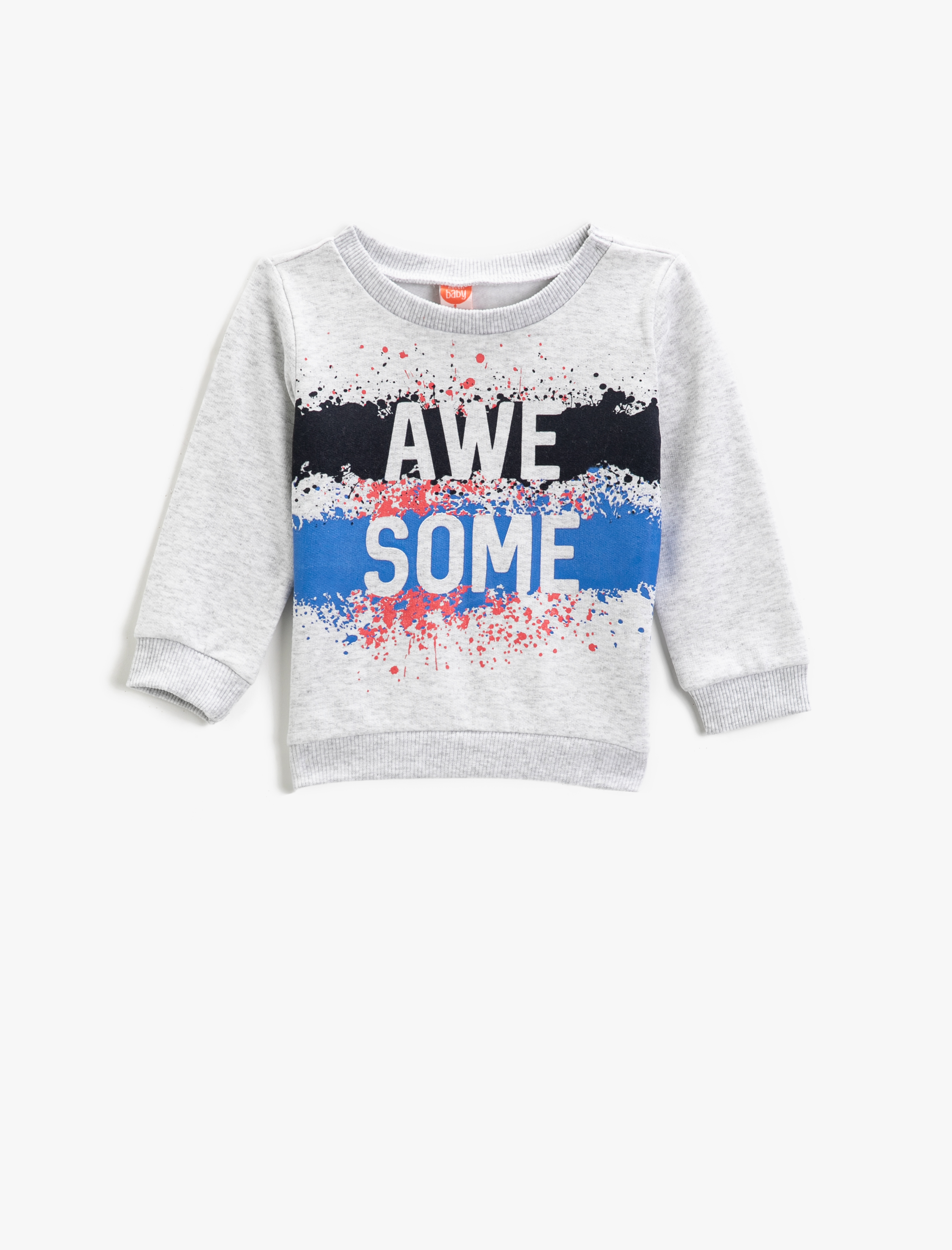  Erkek Bebek Awesome Baskılı Sweatshirt Bisiklet Yaka