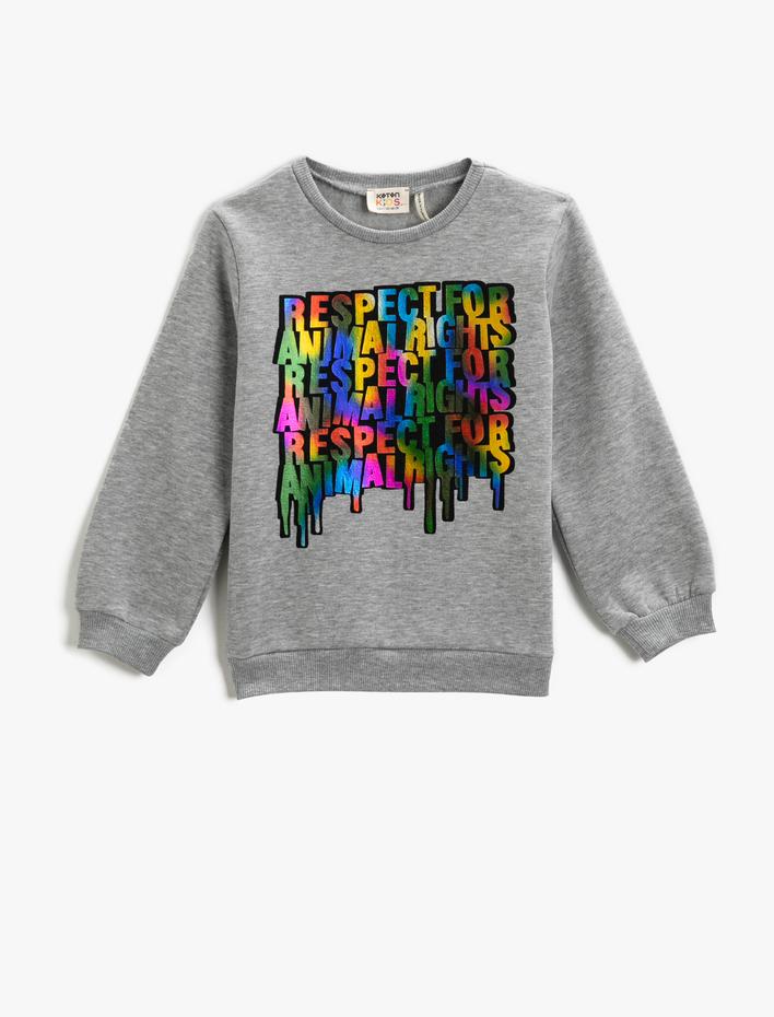 Erkek Çocuk Neon Slogan Baskılı Sweatshirt Uzun Kollu