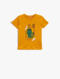 Dinozor Baskılı Kısa Kollu Tişört Pamuklu