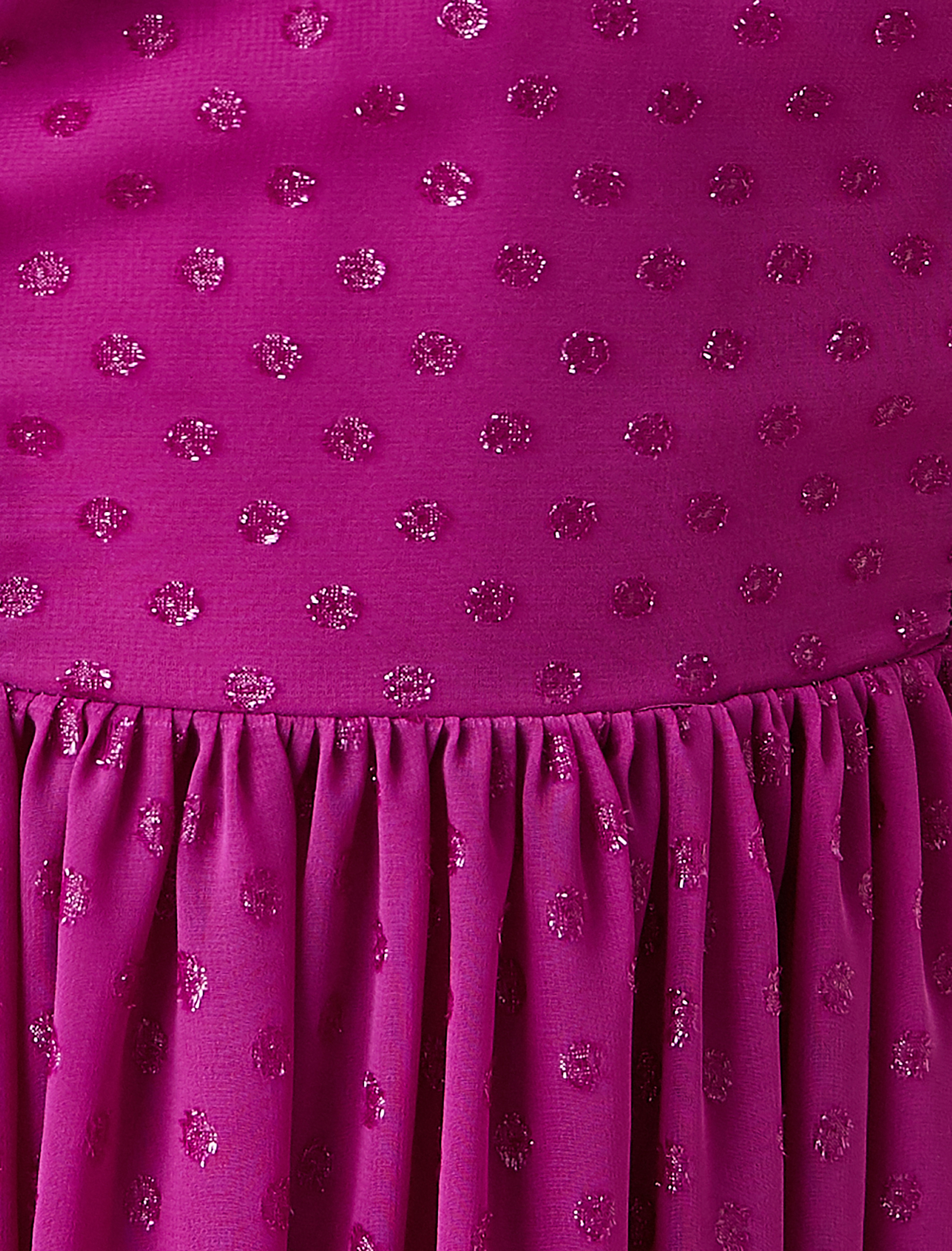   V Yaka Nakışlı Elbise Midi Boy