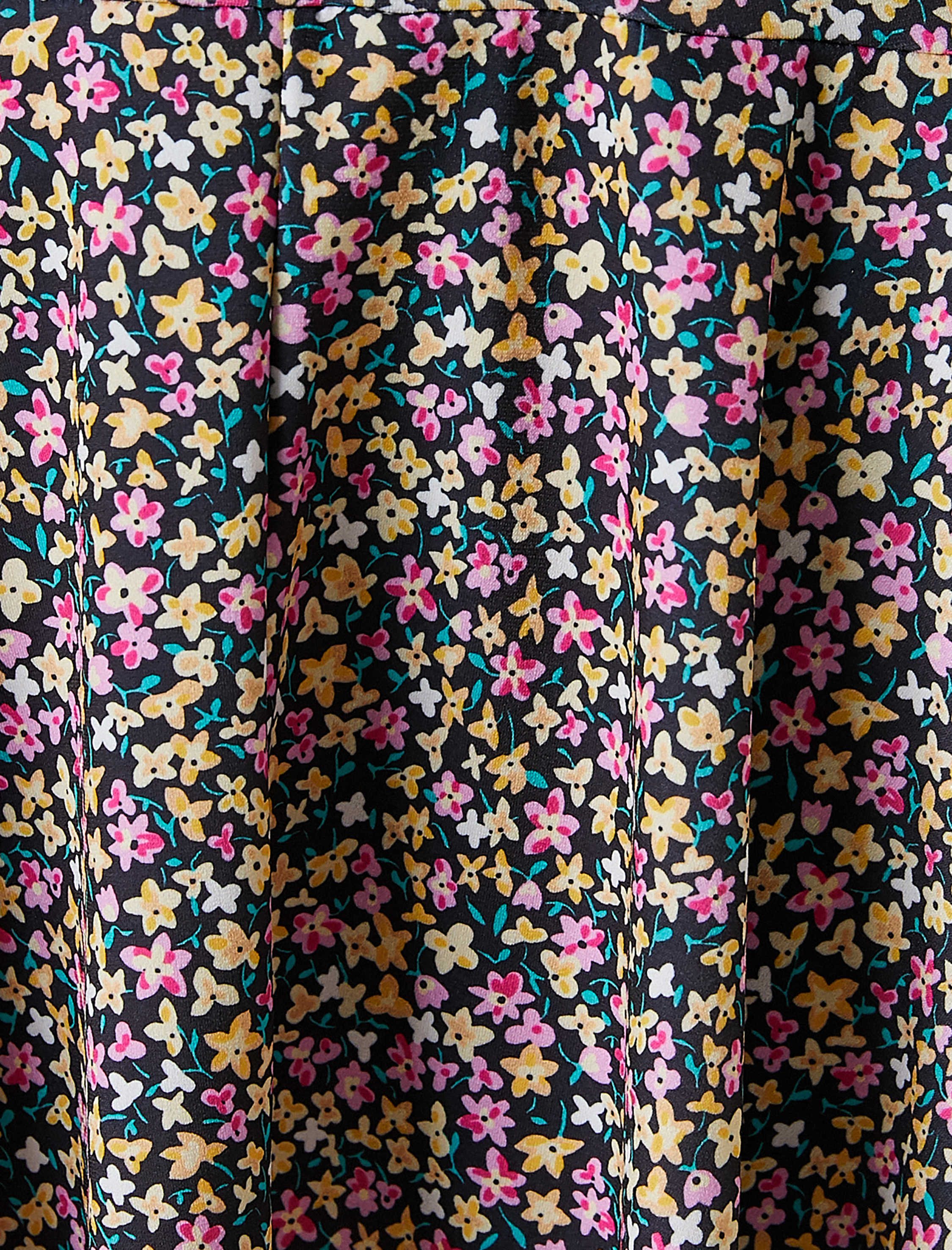   Çiçekli Mini Etek Beli Lastikli