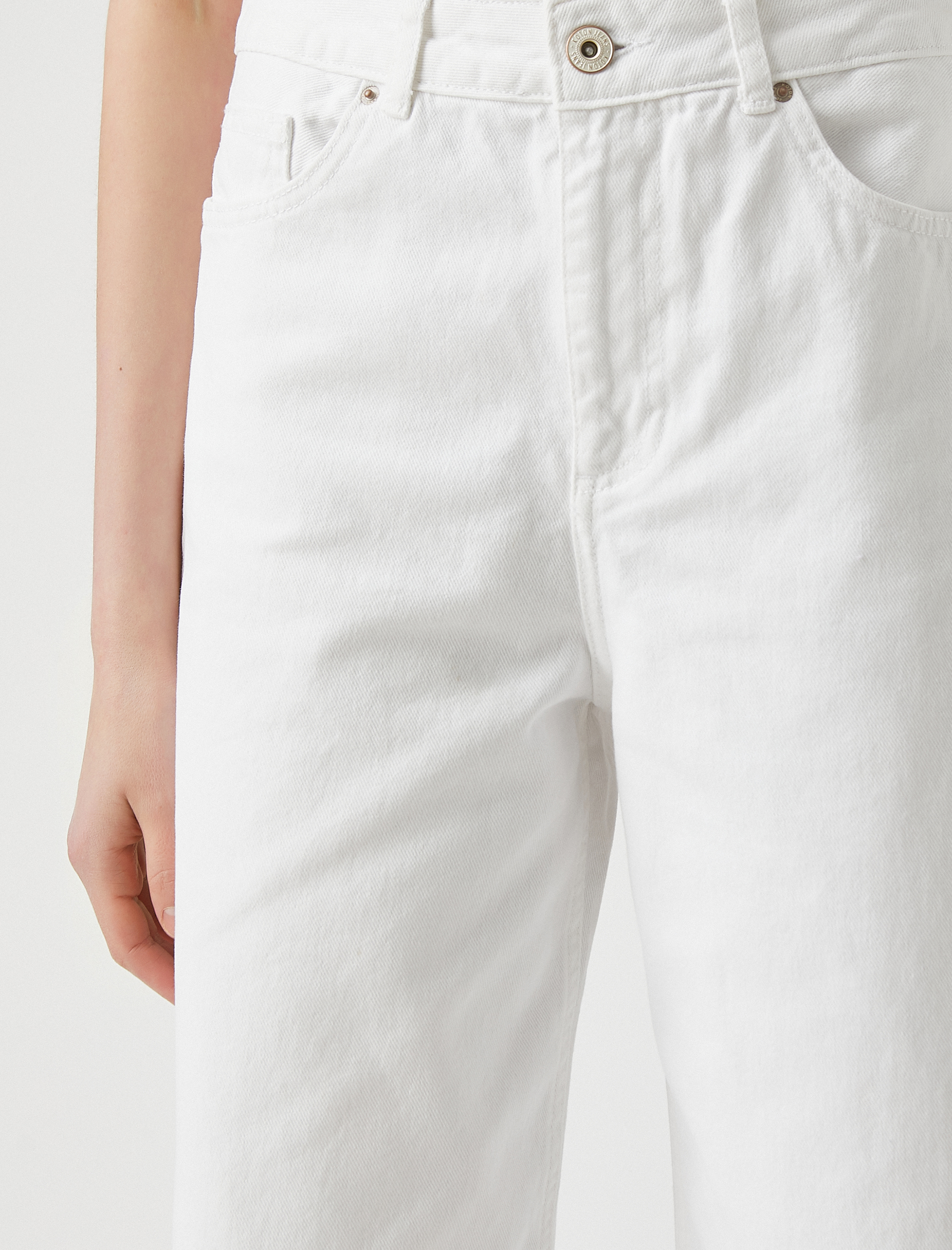   Bilek Boy Geniş Paça Yüksek Bel Kot Pantolon