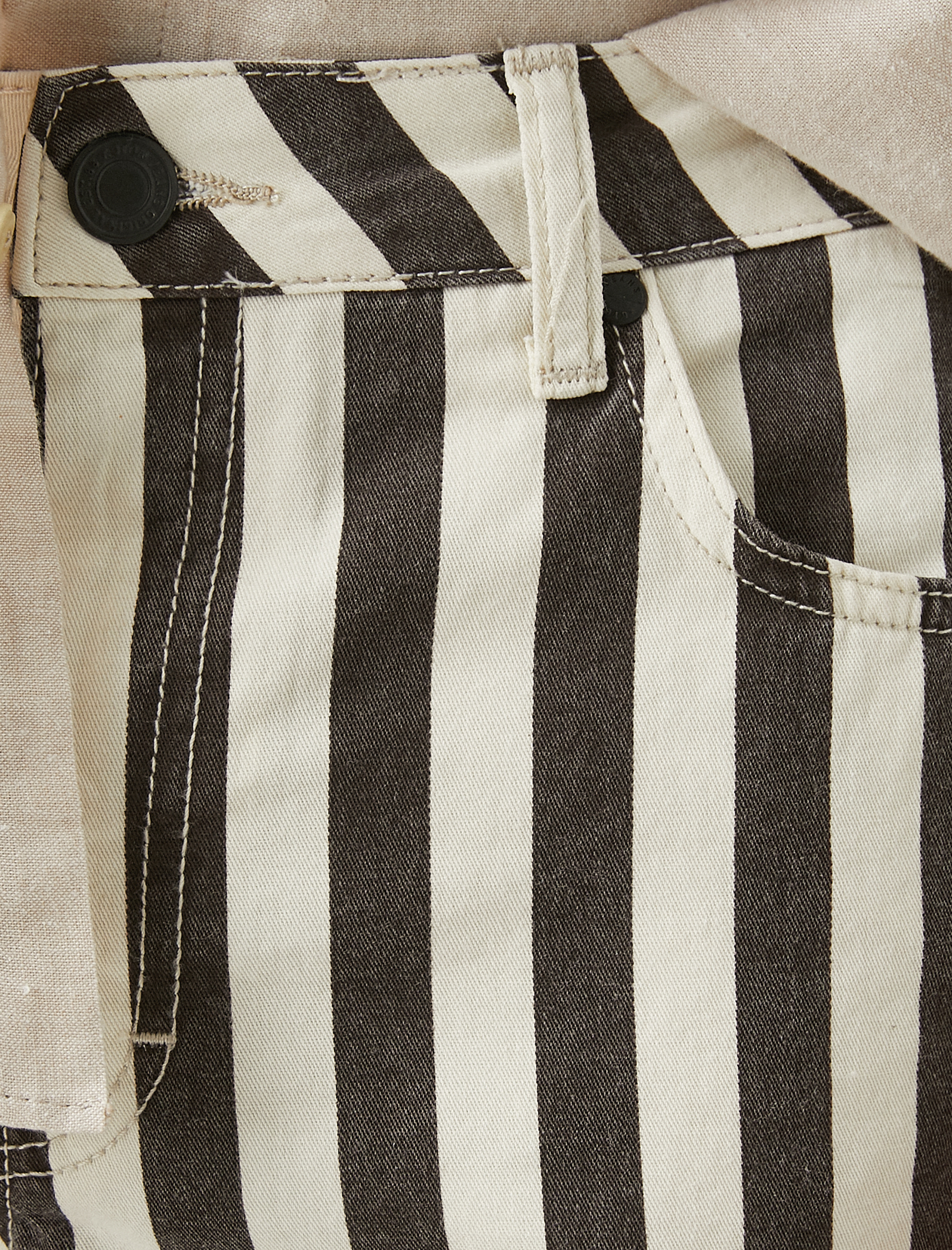   Çizgili Kot Şort Cepli