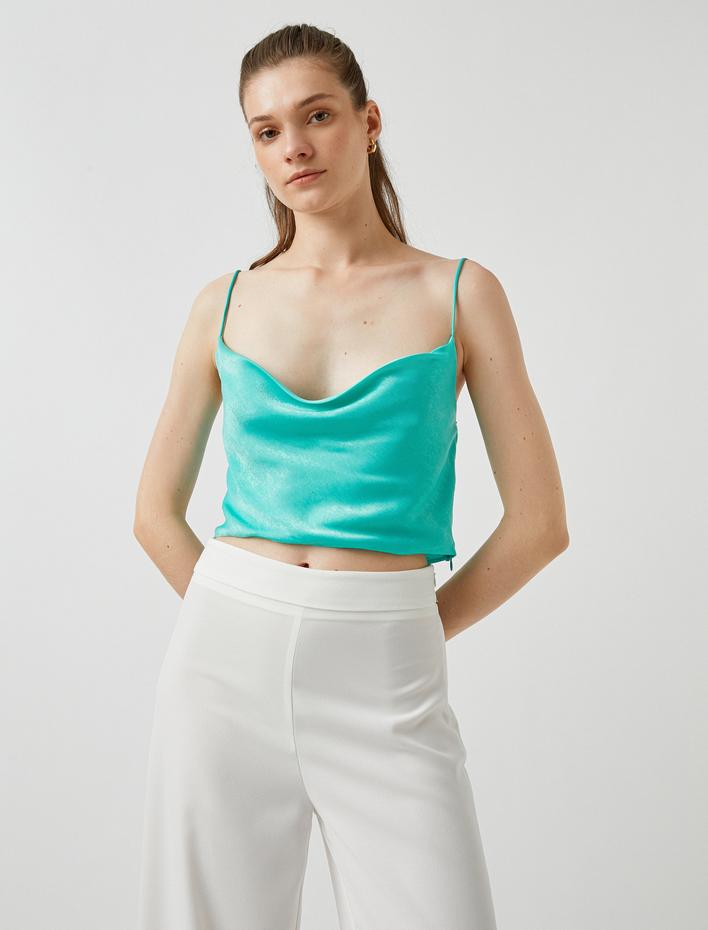  Askılı Degaje Yaka Abiye Bluz