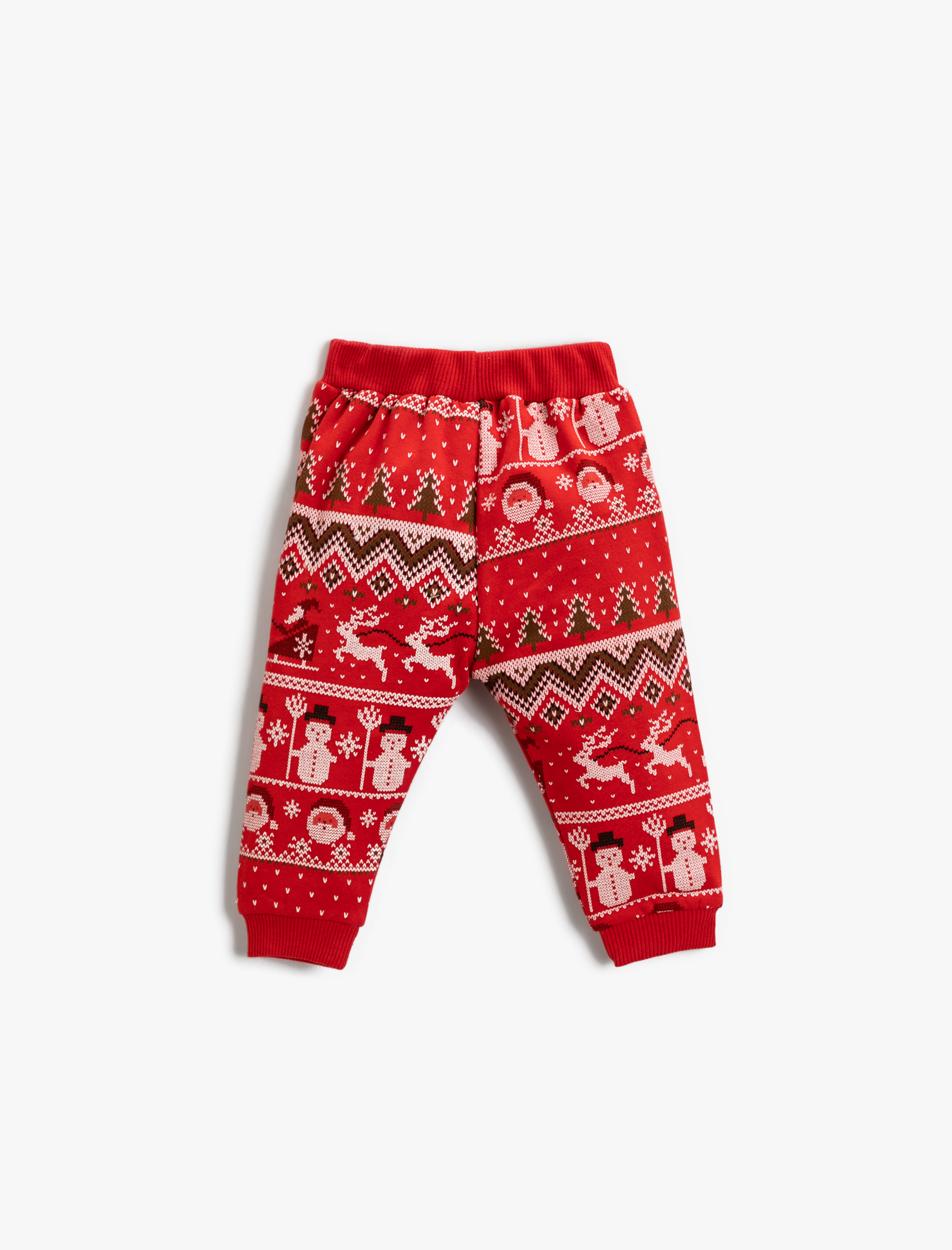  Erkek Bebek Yılbaşı Temalı Belden Bağlamalı Jogger Eşofman Altı Pamuklu
