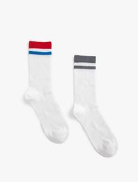 2'li Çizgili Soket Çorap