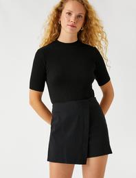 Kısa Kollu Triko Kazak Kaşmir Dokulu