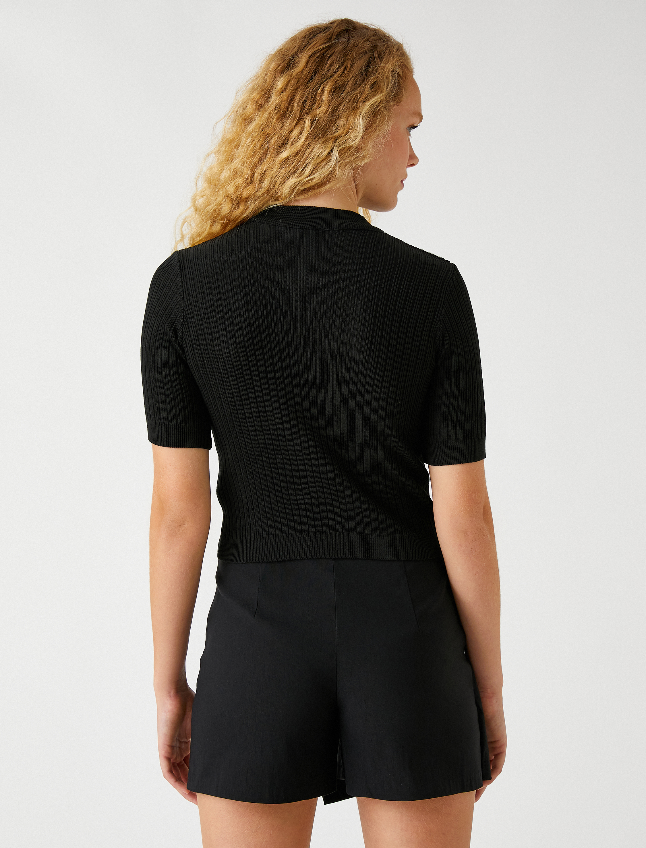   Kısa Kollu Triko Kazak Kaşmir Dokulu