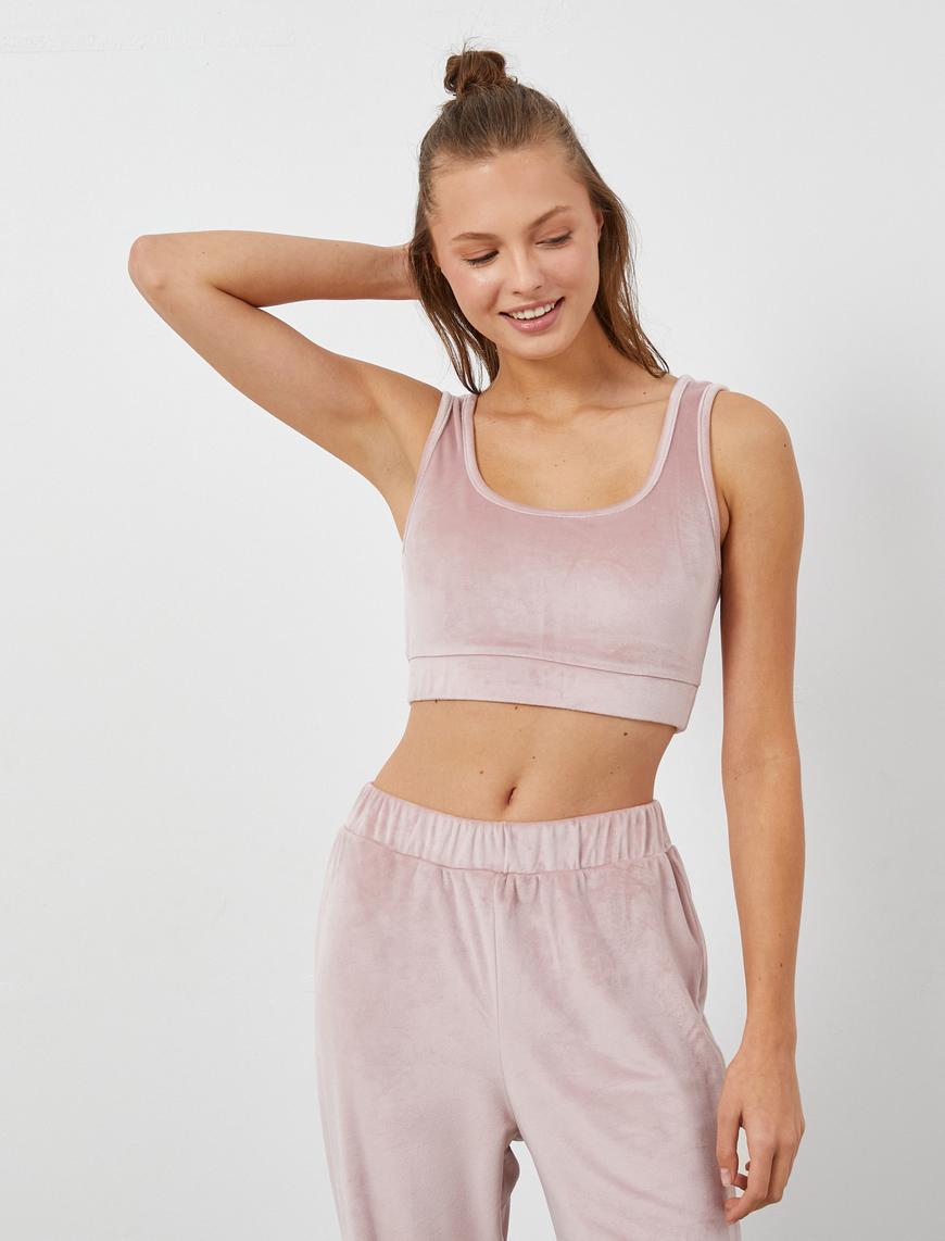   Crop Kadife Pijama Üstü