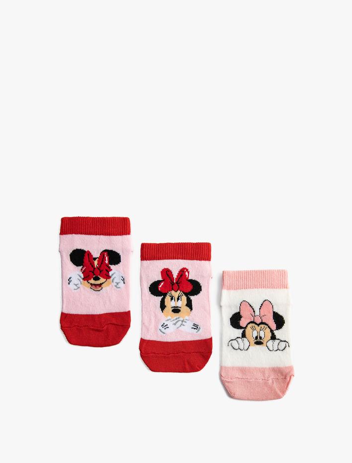 Kız Çocuk 3'lü Minnie Mouse Baskılı Çorap Seti Lisanslı