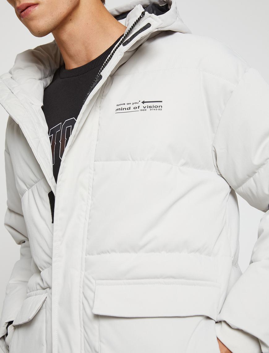   Anorak Şişme Mont Kapşonlu Baskılı Su Geçirmez