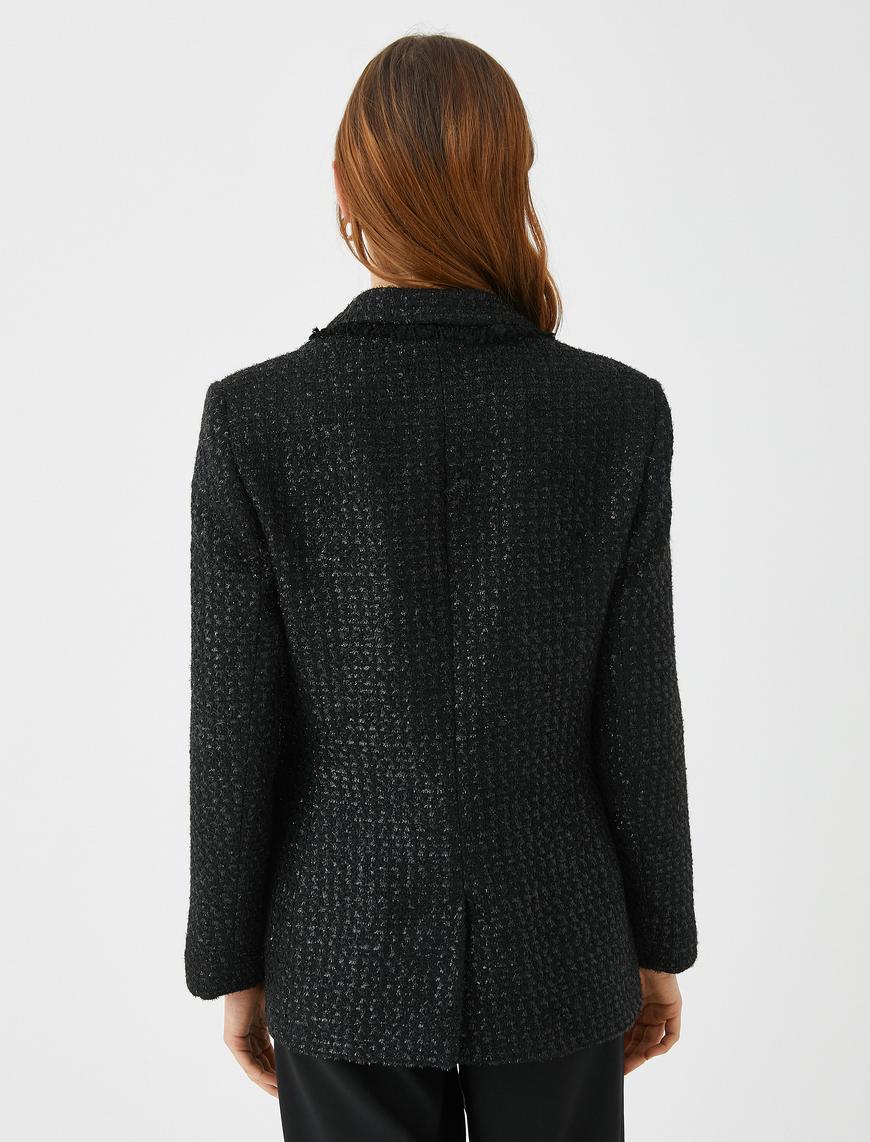   Oversize Tüvit Blazer Ceket Jakarlı