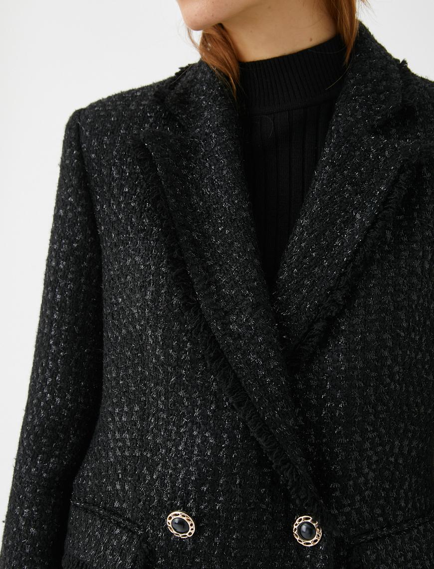   Oversize Tüvit Blazer Ceket Jakarlı