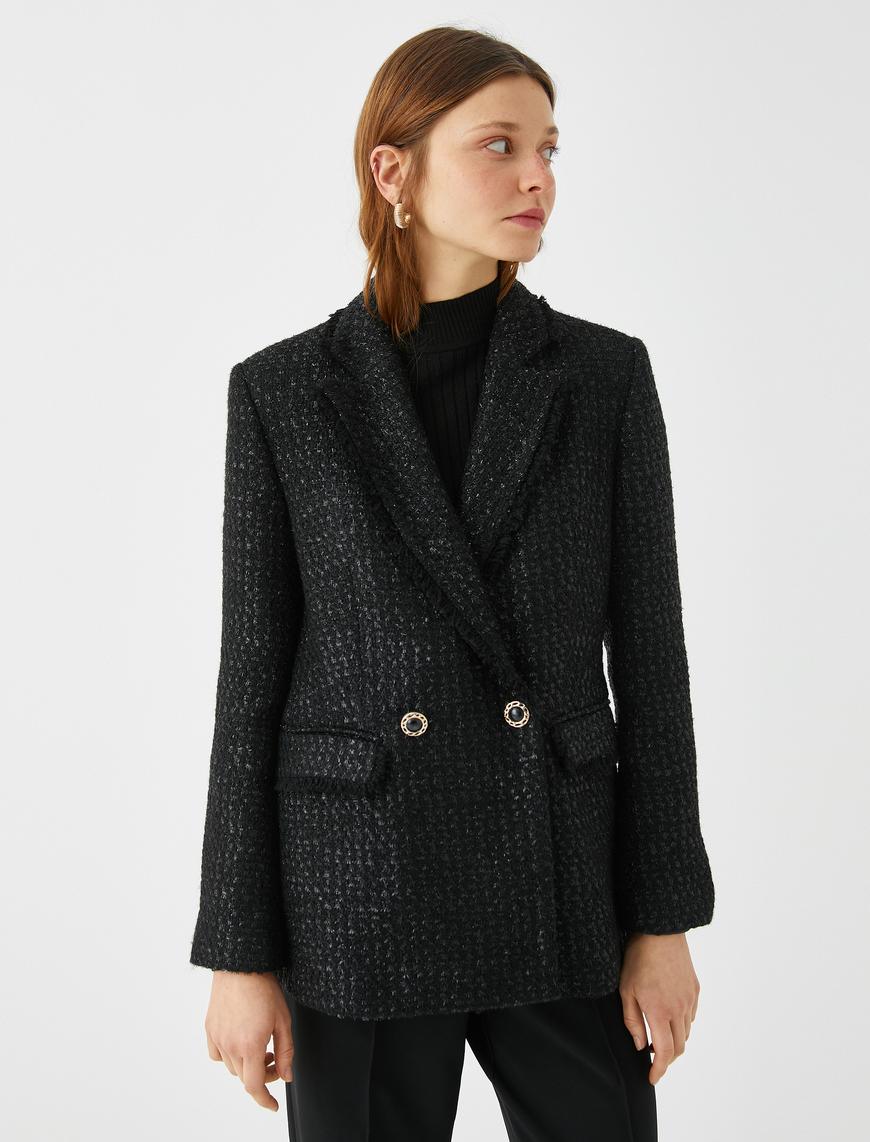   Oversize Tüvit Blazer Ceket Jakarlı