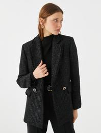 Oversize Tüvit Blazer Ceket Jakarlı