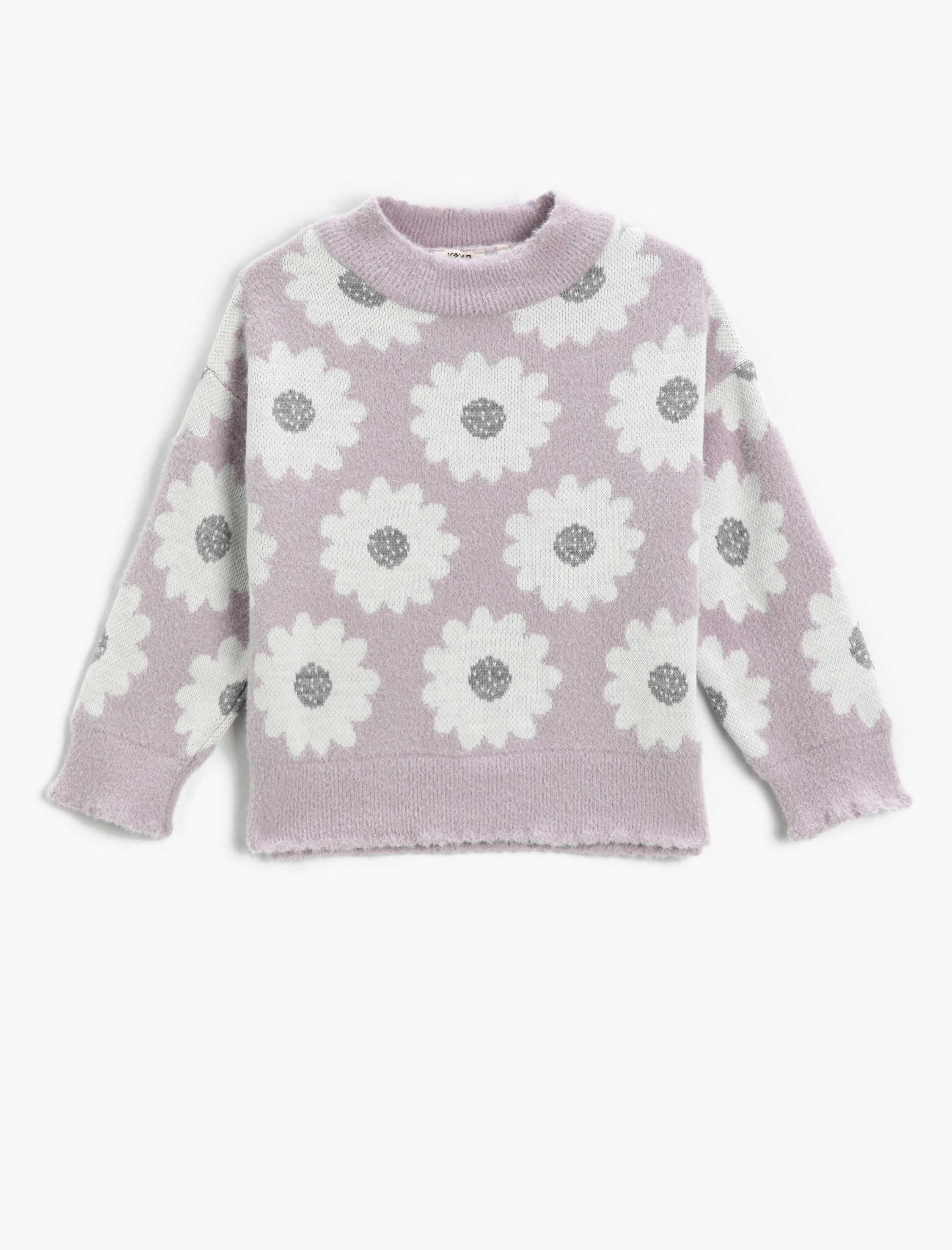  Kız Çocuk Papatya Desenli Kazak Yumuşak Dokulu