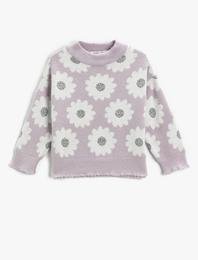 Papatya Desenli Kazak Yumuşak Dokulu