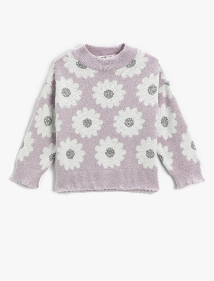 Kız Çocuk Papatya Desenli Kazak Yumuşak Dokulu