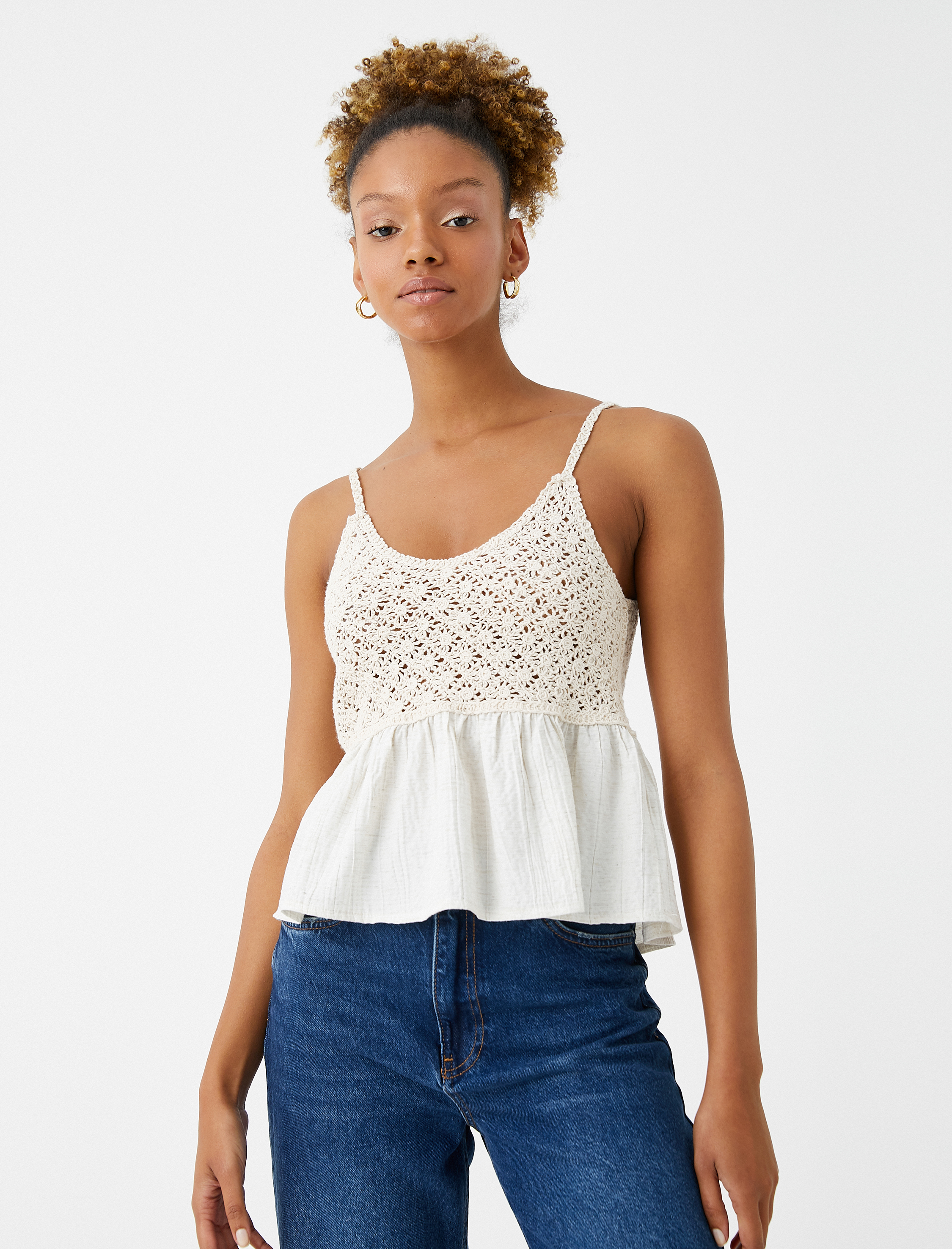   Kroşe Detaylı Atlet İnce Askılı U Yaka