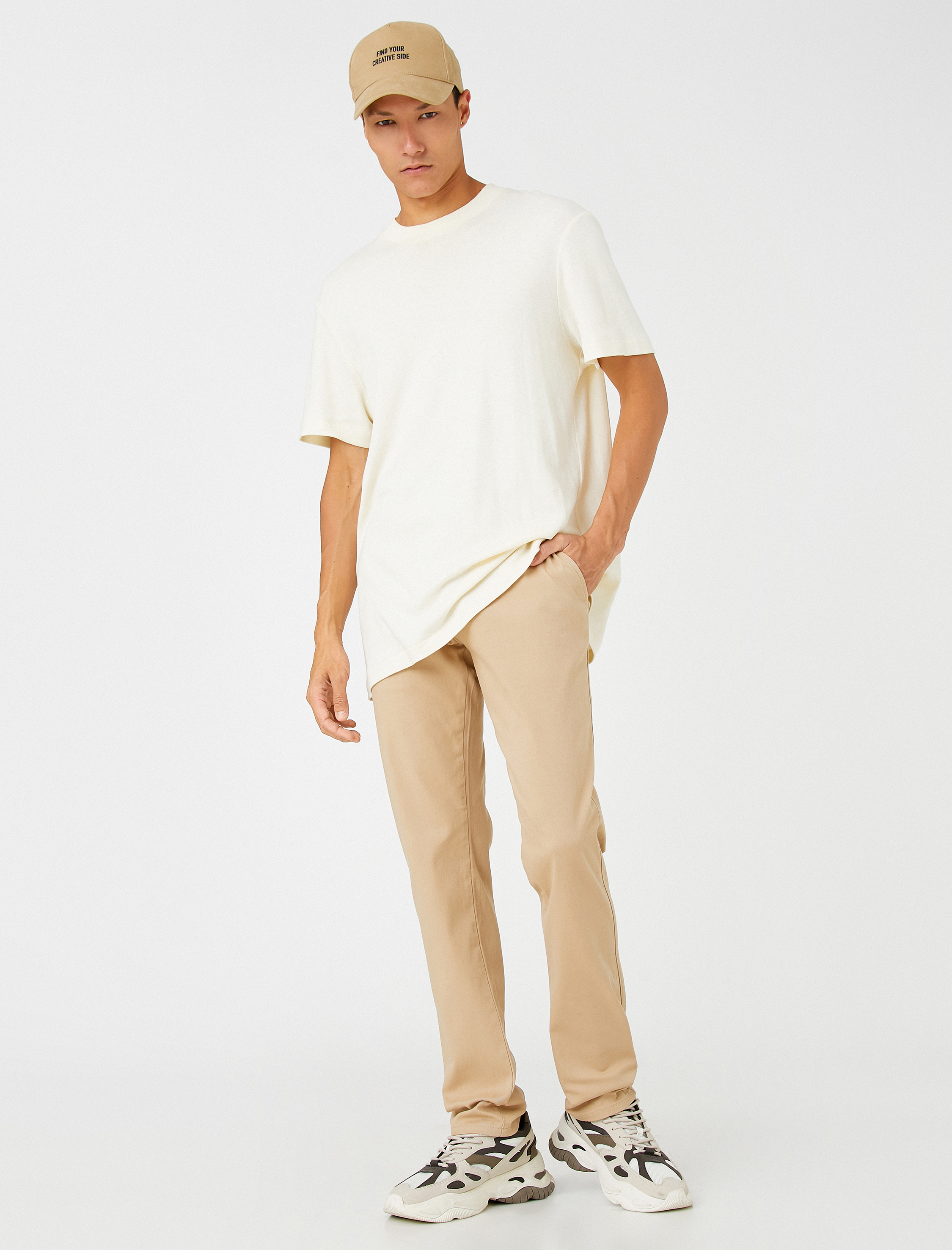   Basic Gabardin Pantolon Slim Fit Düğmeli Cep Detaylı