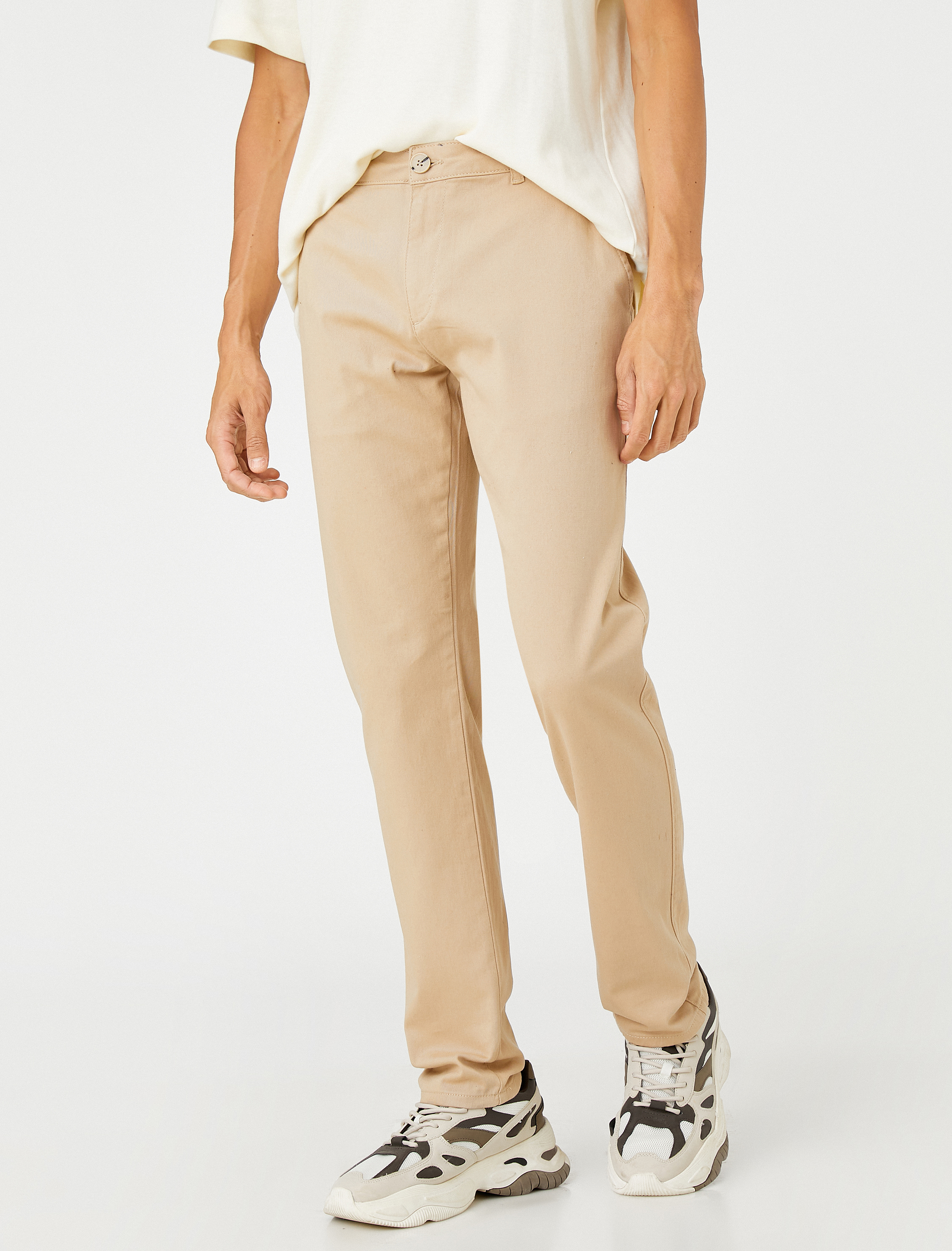   Basic Gabardin Pantolon Slim Fit Düğmeli Cep Detaylı