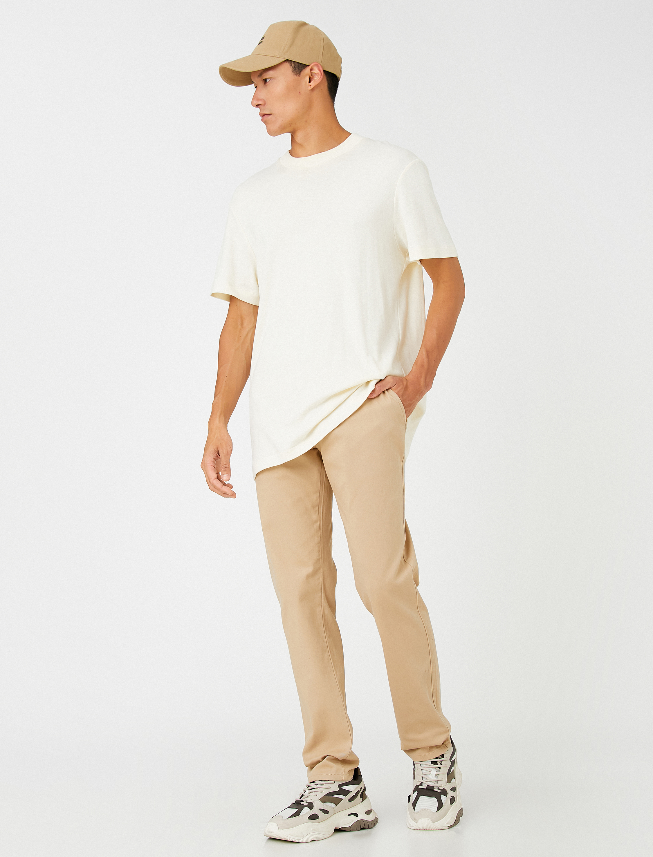   Basic Gabardin Pantolon Slim Fit Düğmeli Cep Detaylı