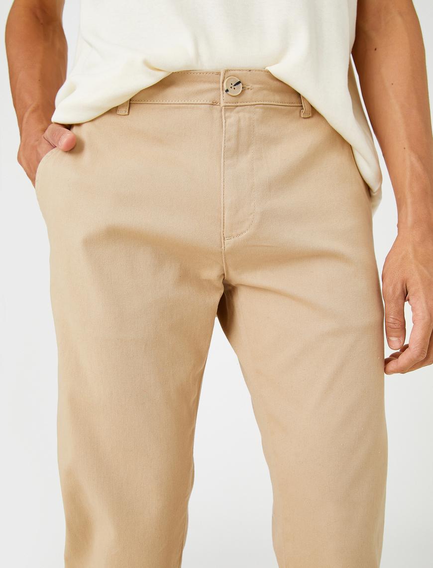   Basic Gabardin Pantolon Slim Fit Düğmeli Cep Detaylı