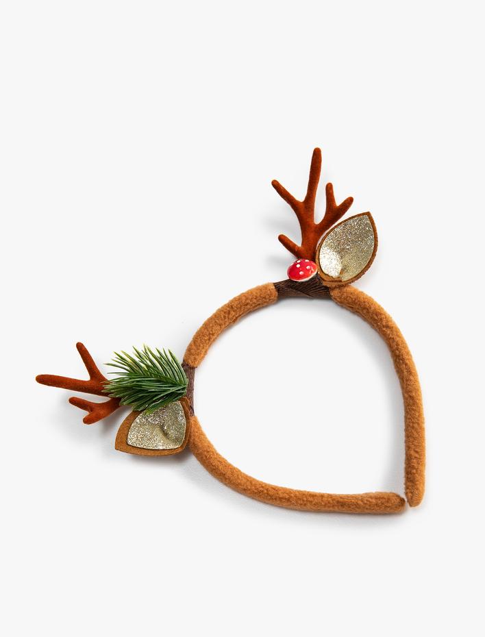 Kız Çocuk Yılbaşı Temalı Parlak Taç Geyik Boynuzu Detaylı
