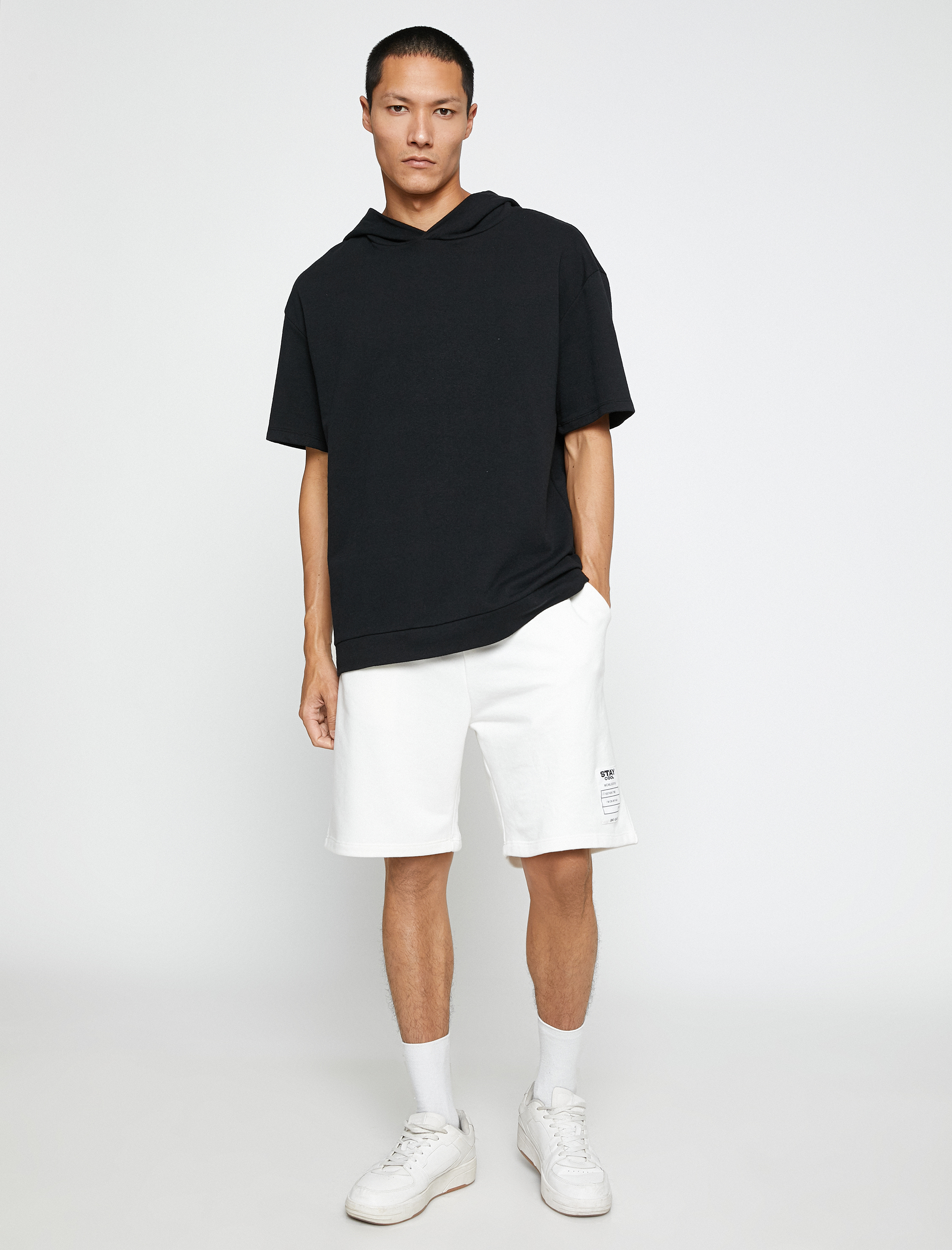   Basic Şort Beli Bağcıklı Slogan Etiket Baskılı Cepli