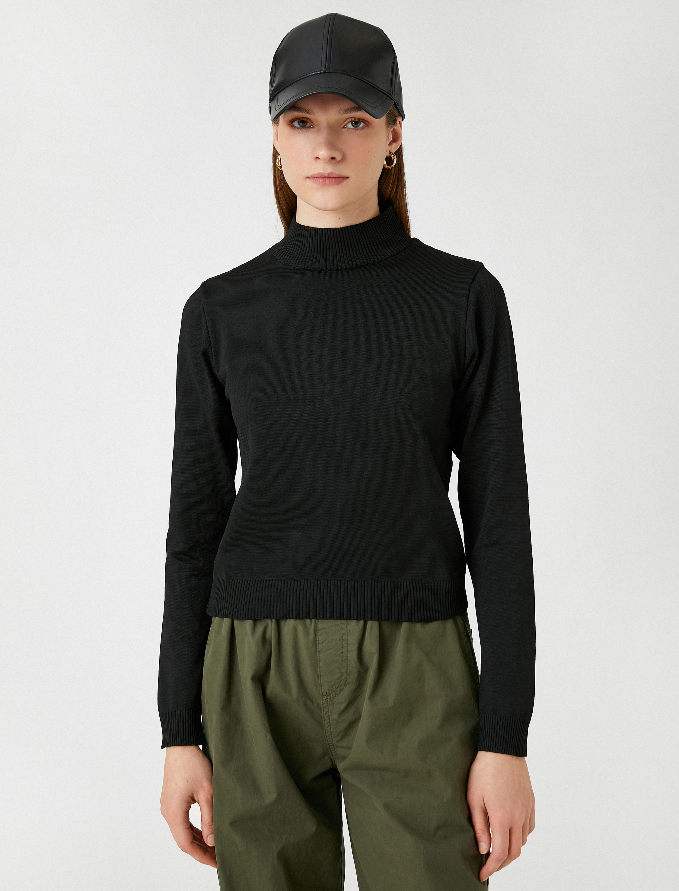   Yarım Balıkçı Yaka Kazak Uzun Kollu