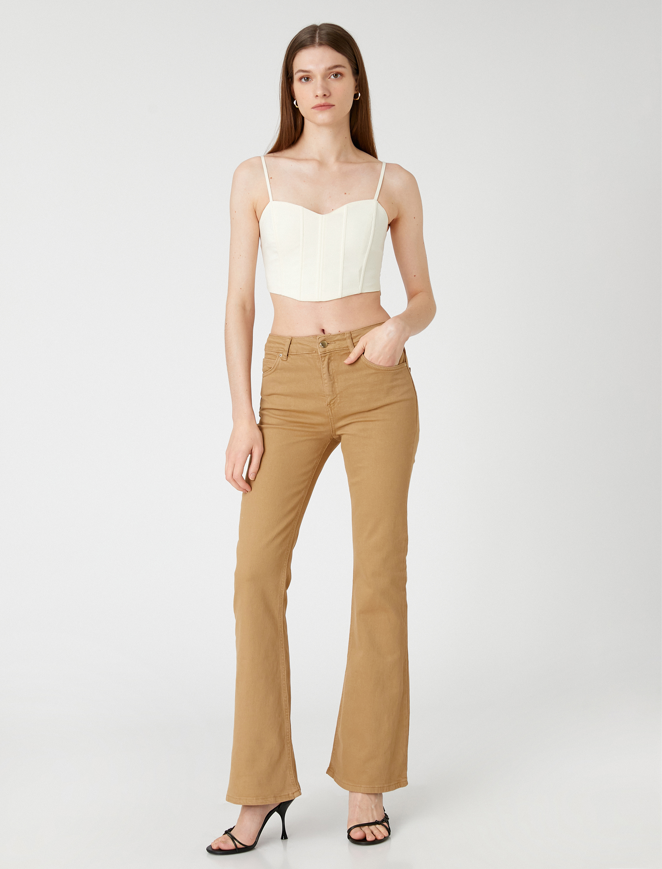 İspanyol Paça Kot Pantolon Dar Kesim Normal Bel